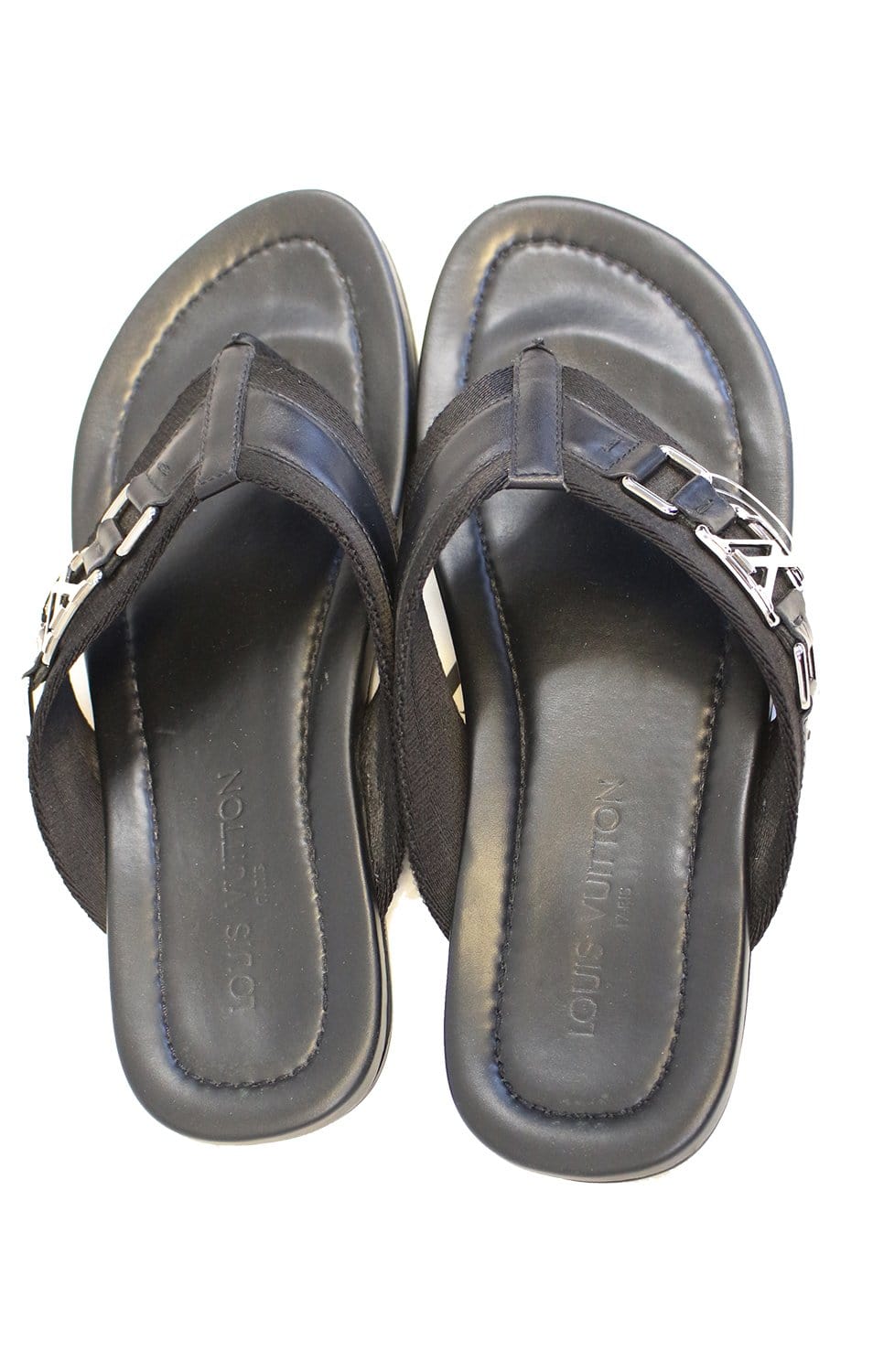 LOUIS VUITTON Black Men's Hamptons Thong Flip Flops Size 8