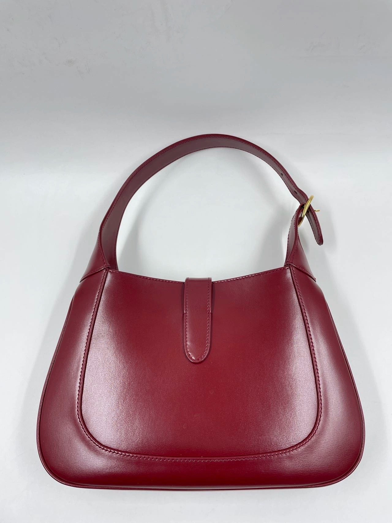Gucci Jackie 1961 Burgundy Leather Bag with Adjustable Strap