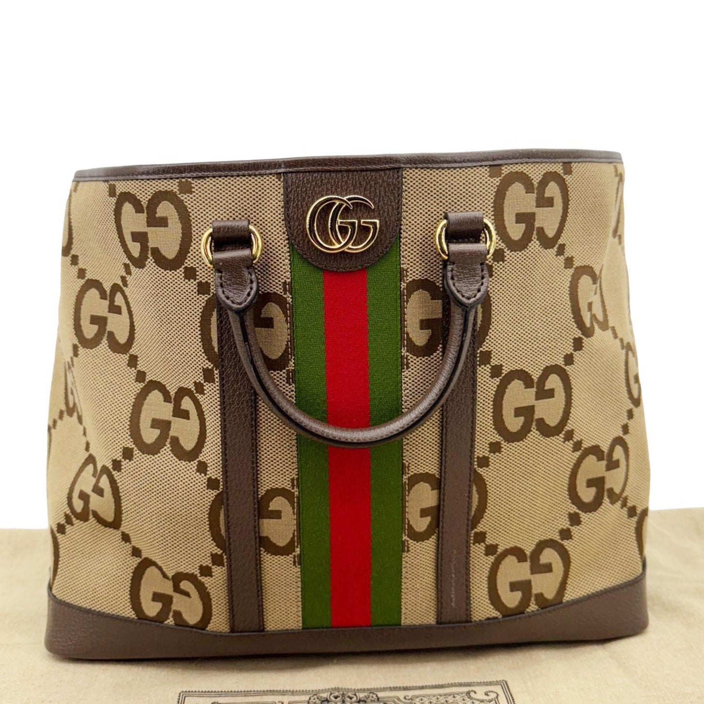 GUCCI Jumbo GG Canvas Shoulder Bag Beige 756660