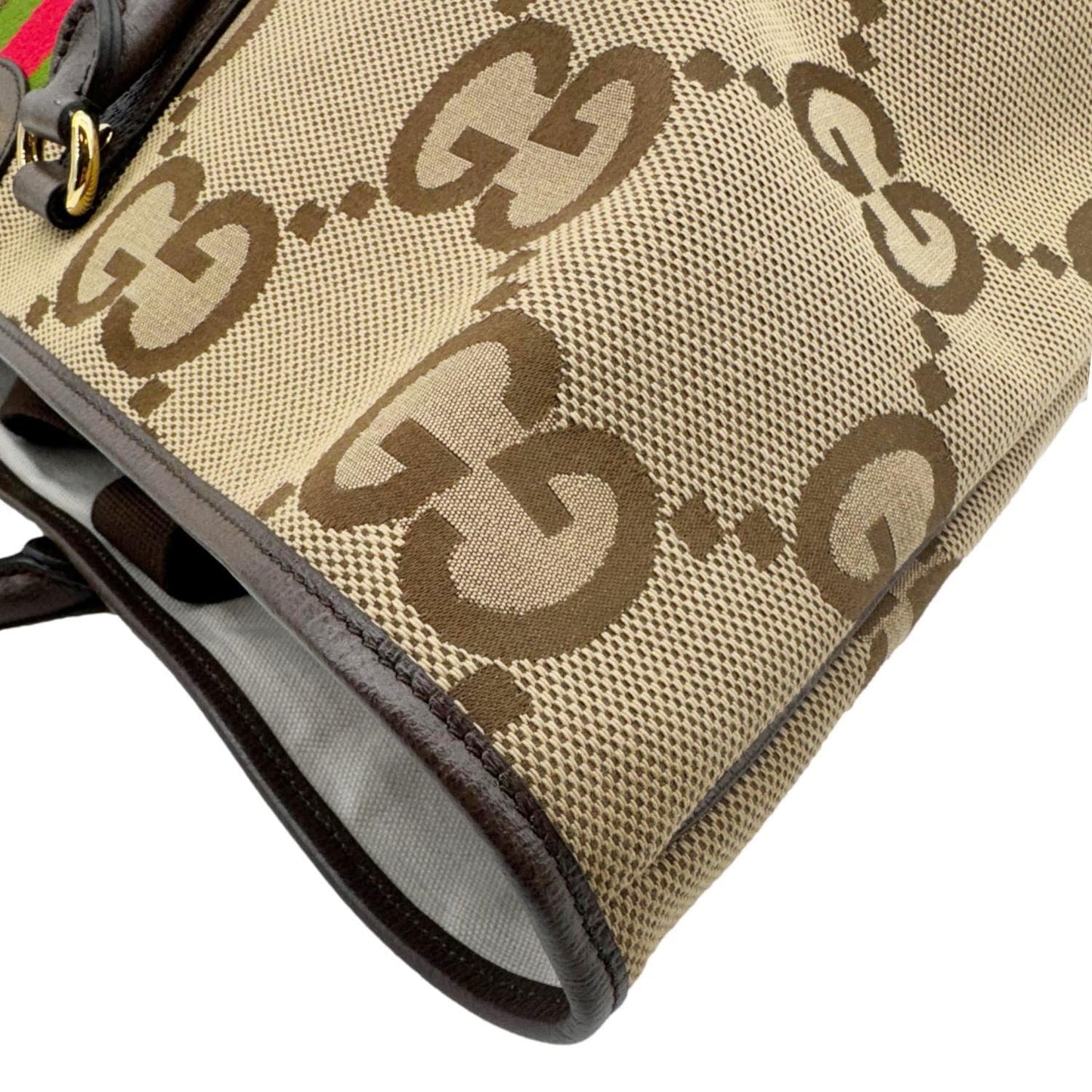 GUCCI Jumbo GG Canvas Shoulder Bag Beige 756660