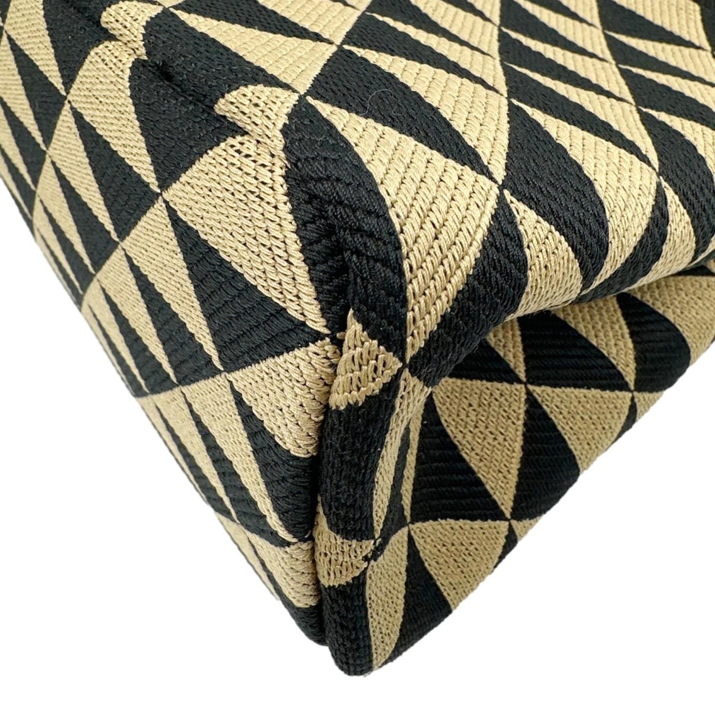 PRADA Symbole Embroidered Canvas Tote Bag Beige