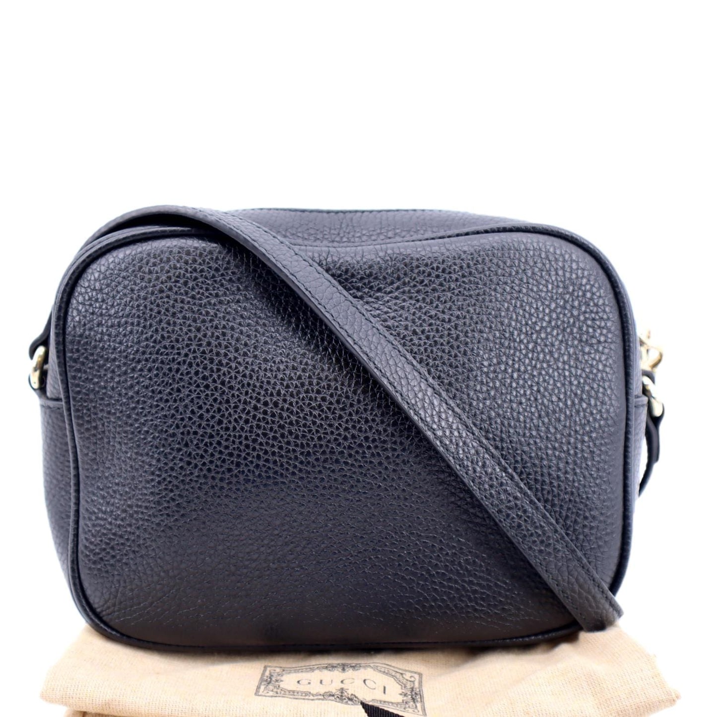 GUCCI Soho Disco Pebbled Leather Crossbody Bag Black 308364