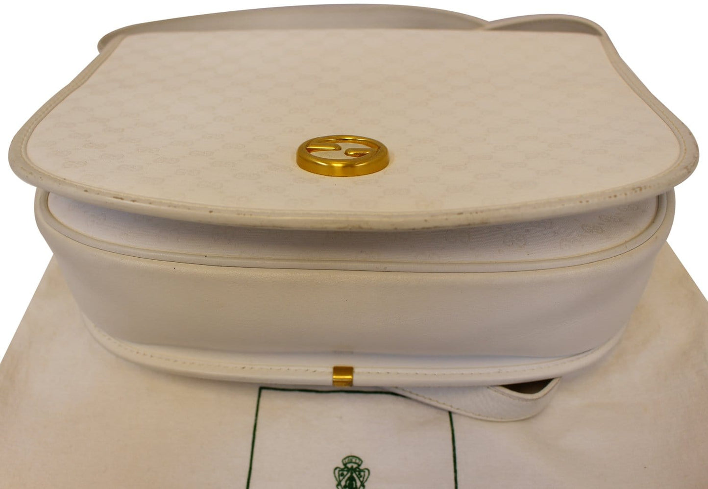 GUCCI Supreme White Flap Crossbody Bag Vintage