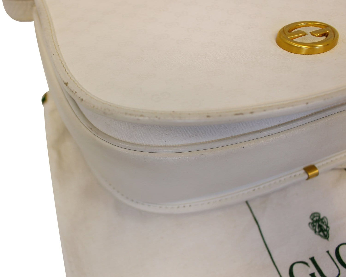 GUCCI Supreme White Flap Crossbody Bag Vintage