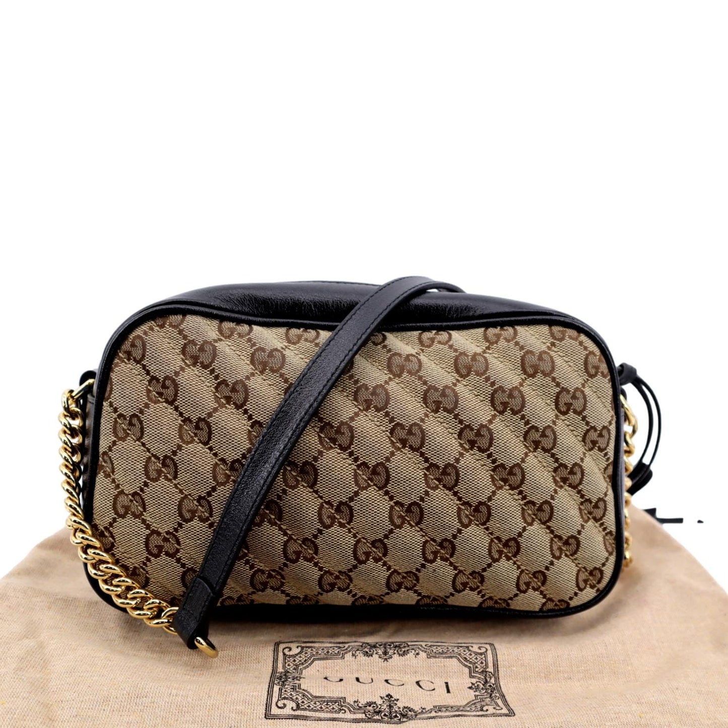 GUCCI GG Marmont Small Matelasse Canvas Leather Crossbody Bag Beige 447632