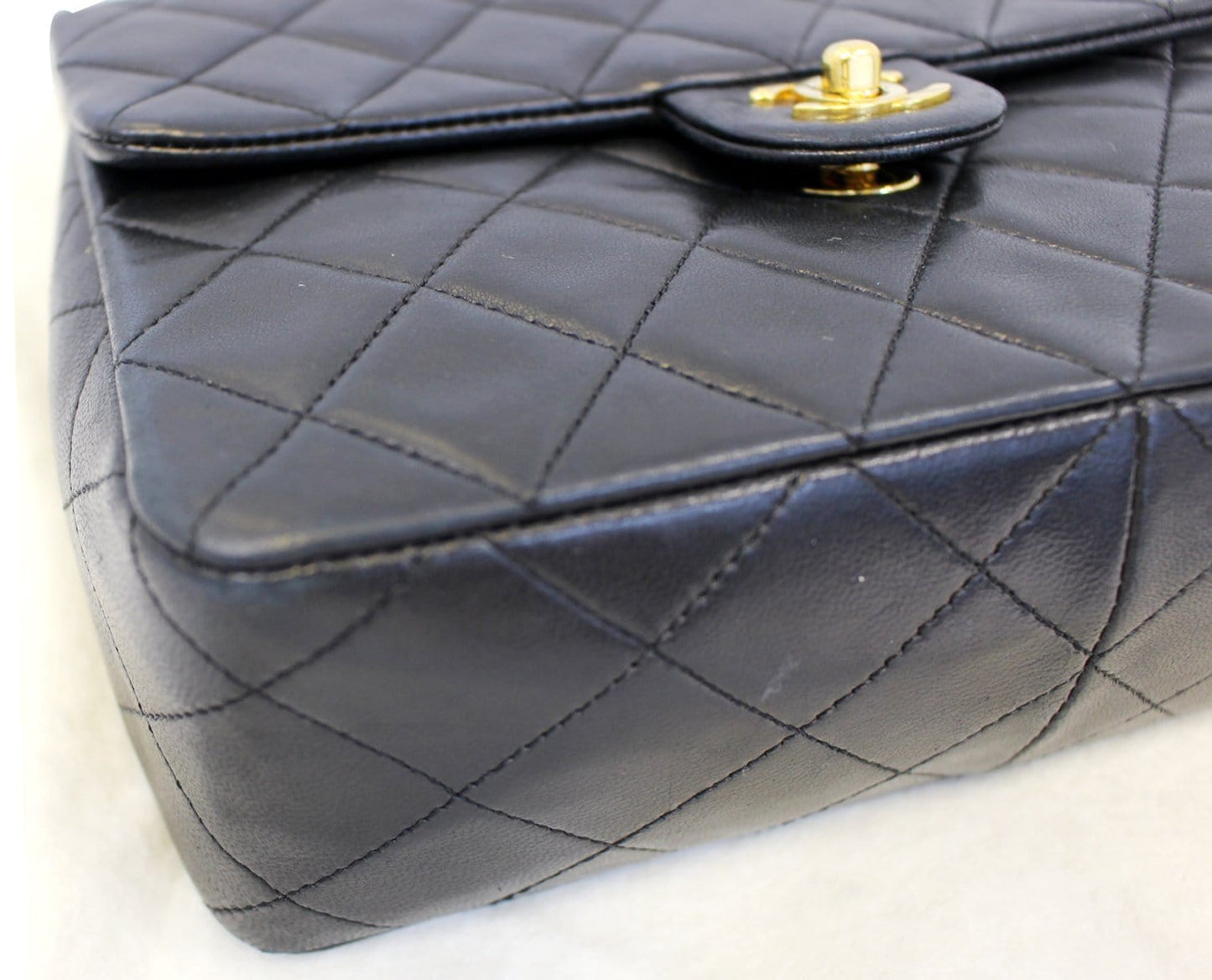 CHANEL Black Leather CC Classic Flap Shoulder Crossbody Bag