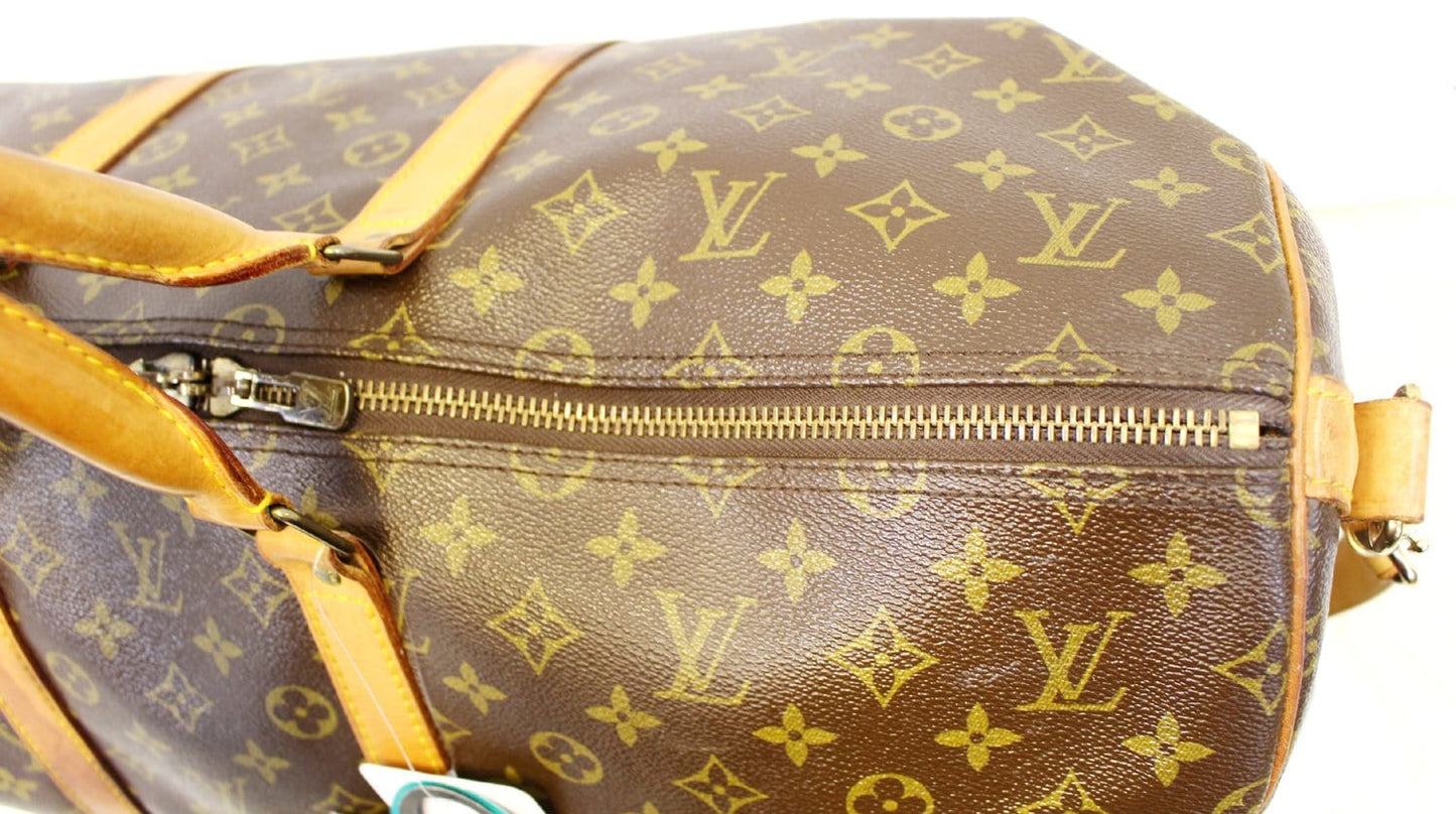 LOUIS VUITTON Monogram Keepall Bandouliere 55 Boston Bag