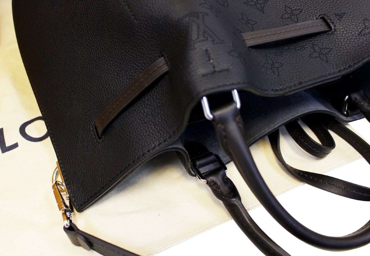 LOUIS VUITTON Girolata Mahina Black Monogram Leather Shoulder Bag