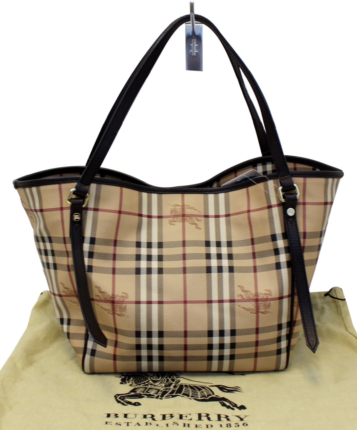 BURBERRY Haymarket Check PVC Tote Shoulder Bag