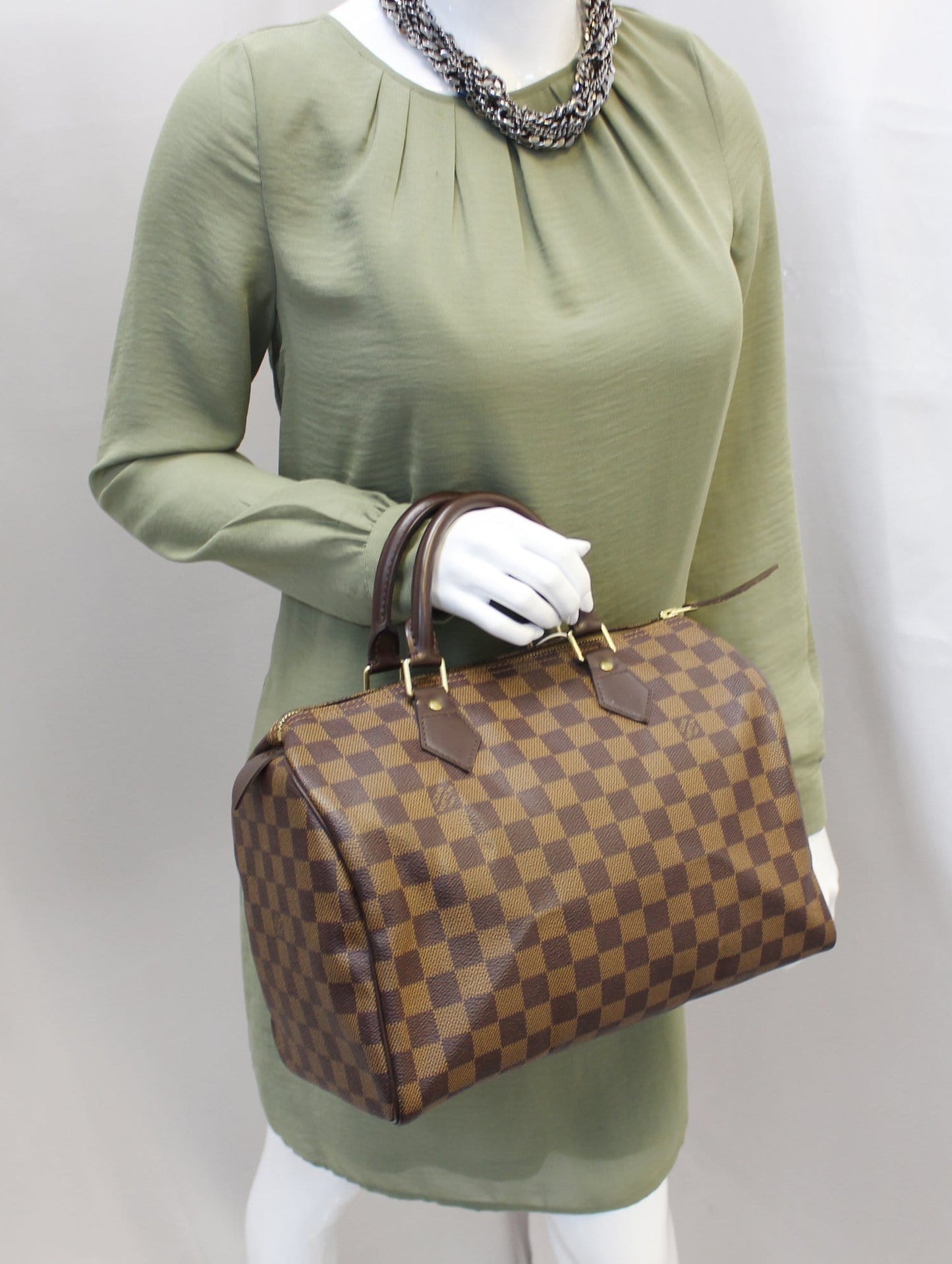 LOUIS VUITTON Damier Ebene Speedy 30 Brown Satchel Bag