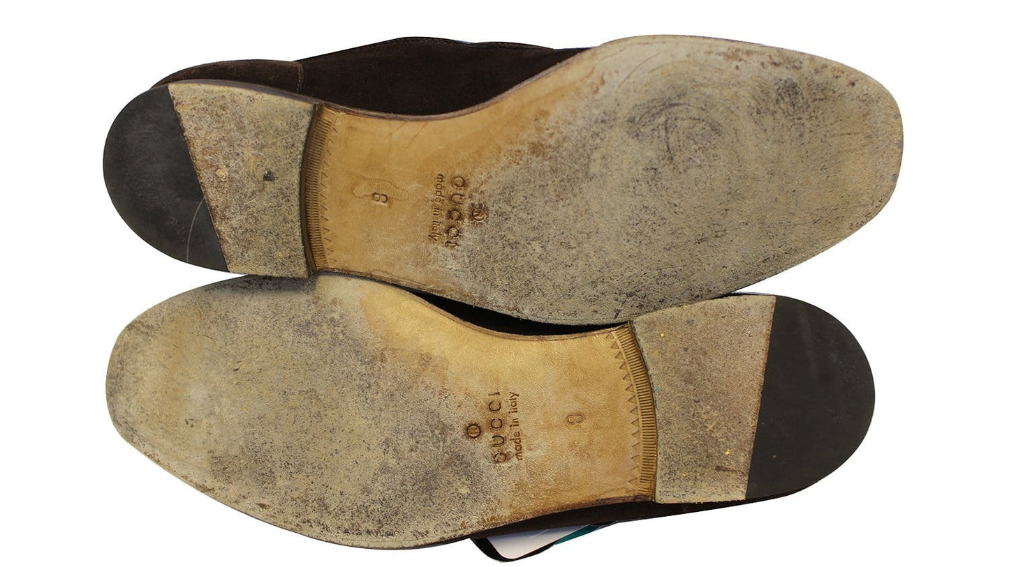 GUCCI Men's Horsebit Suede Leather Loafer with Web Size 8
