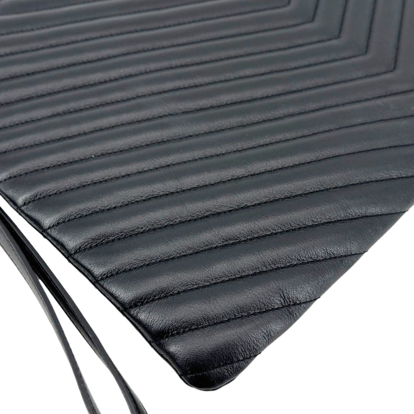YVES SAINT LAURENT Chevron Leather Document Holder Black