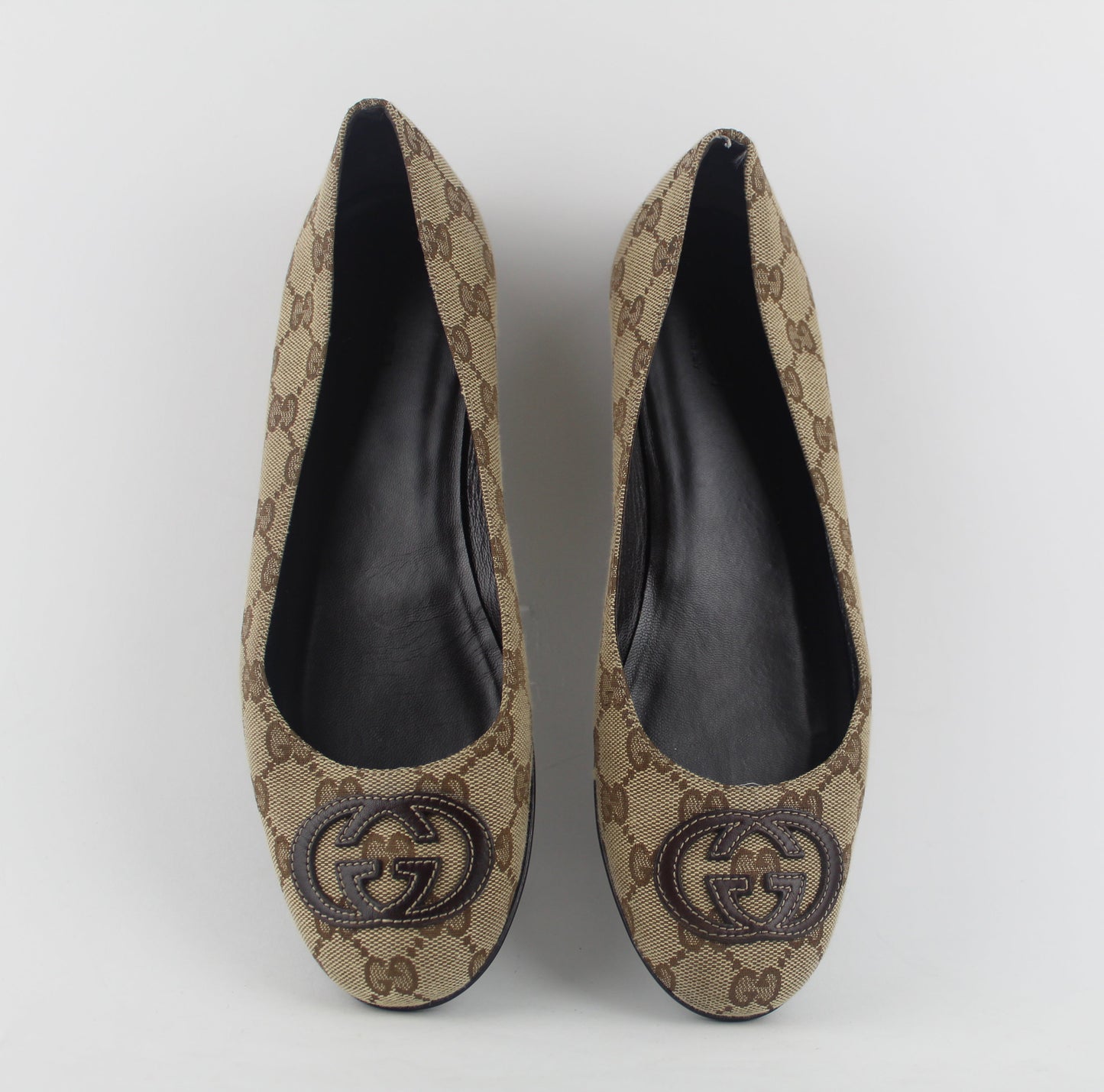 GUCCI CANVAS BALLERINA FLATS