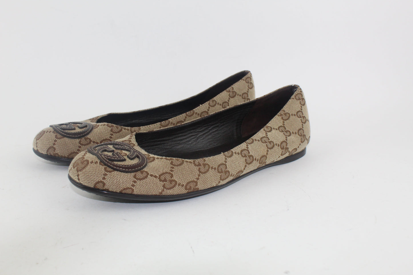 GUCCI CANVAS BALLERINA FLATS