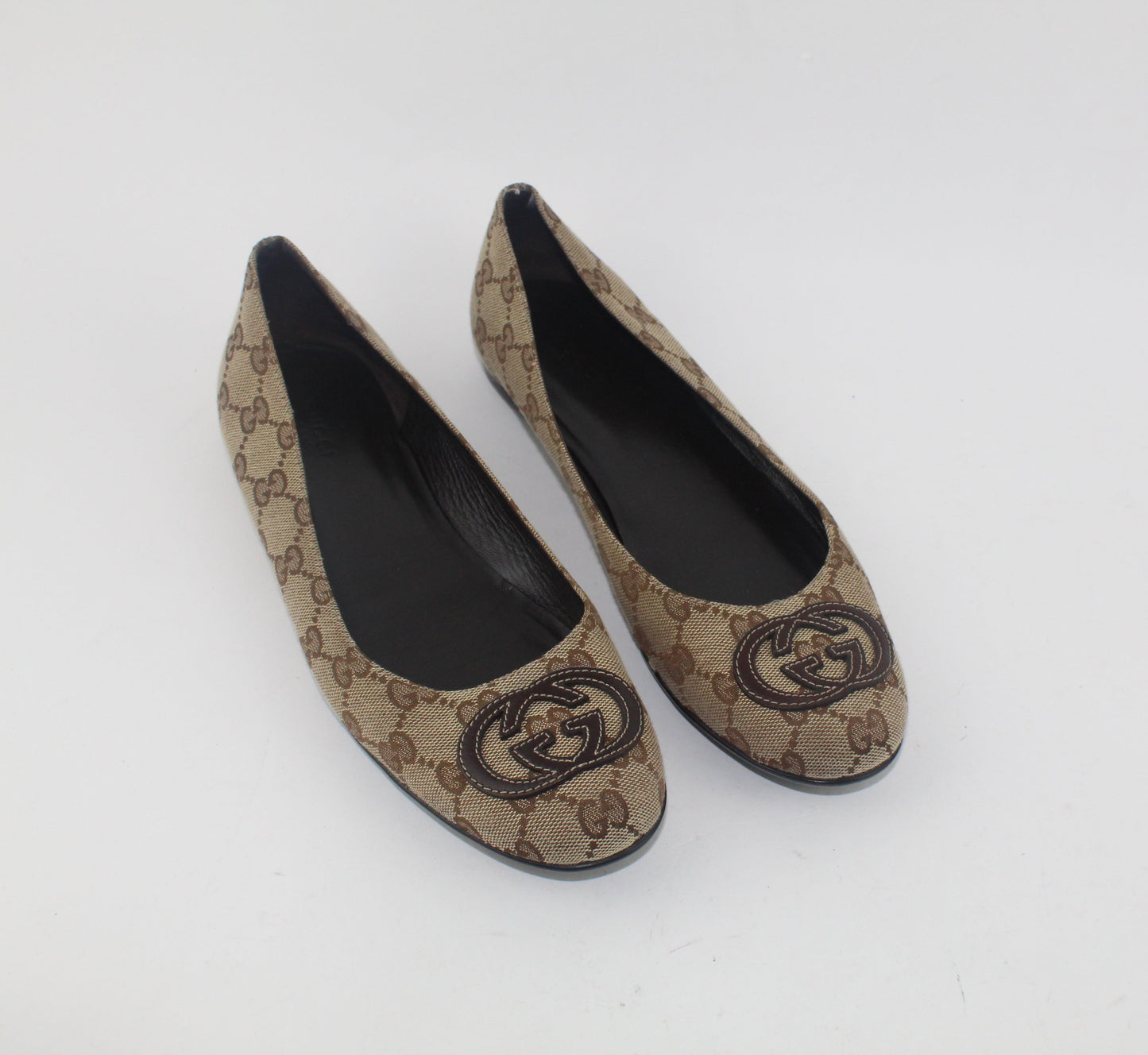 GUCCI CANVAS BALLERINA FLATS