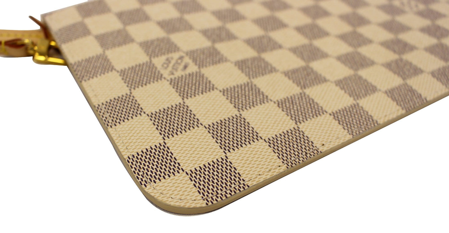 LOUIS VUITTON Damier Azur ROSE BALLERINE Pochette Wristlet Pouch Neverfull MM