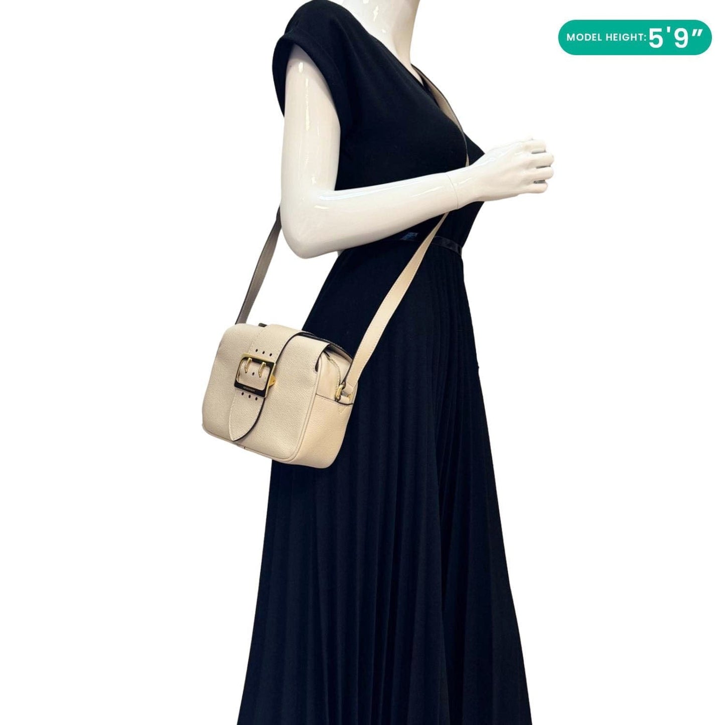 BURBERRY Buckle Small Leather Crossbody Bag Limestone