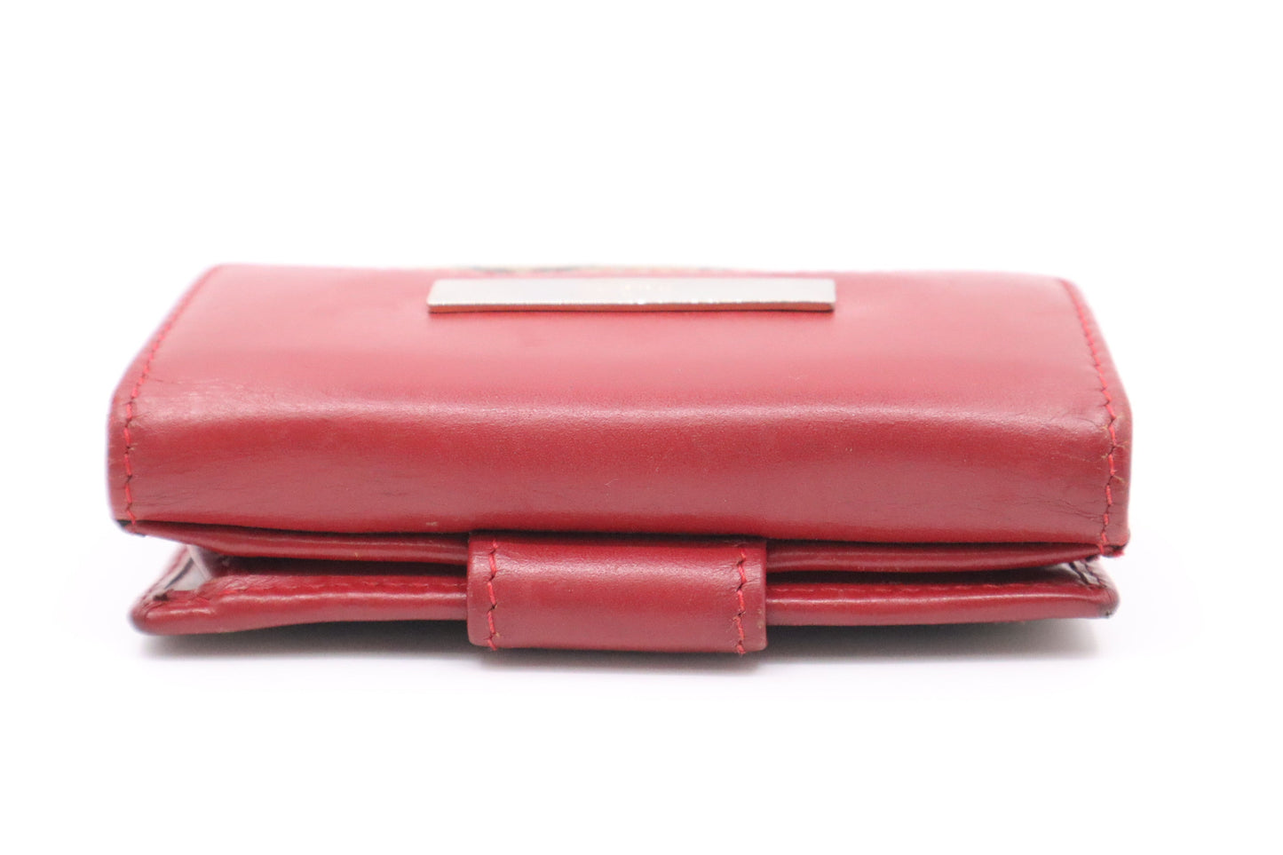 Gucci Compact Wallet in Red Leather & GG Canvas