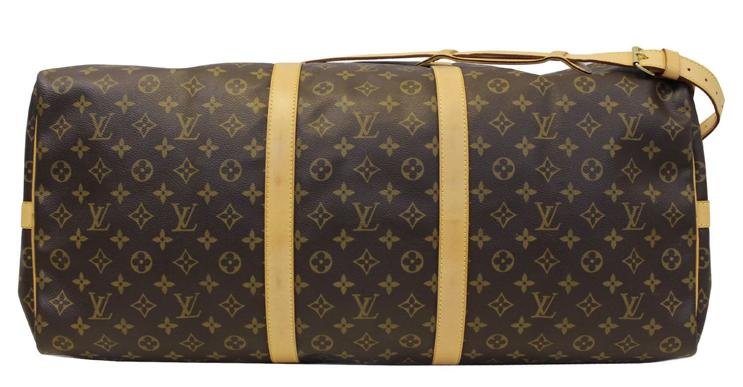 LOUIS VUITTON Monogram Canvas Brown Keepall 60 Bandouliere Travel Bag