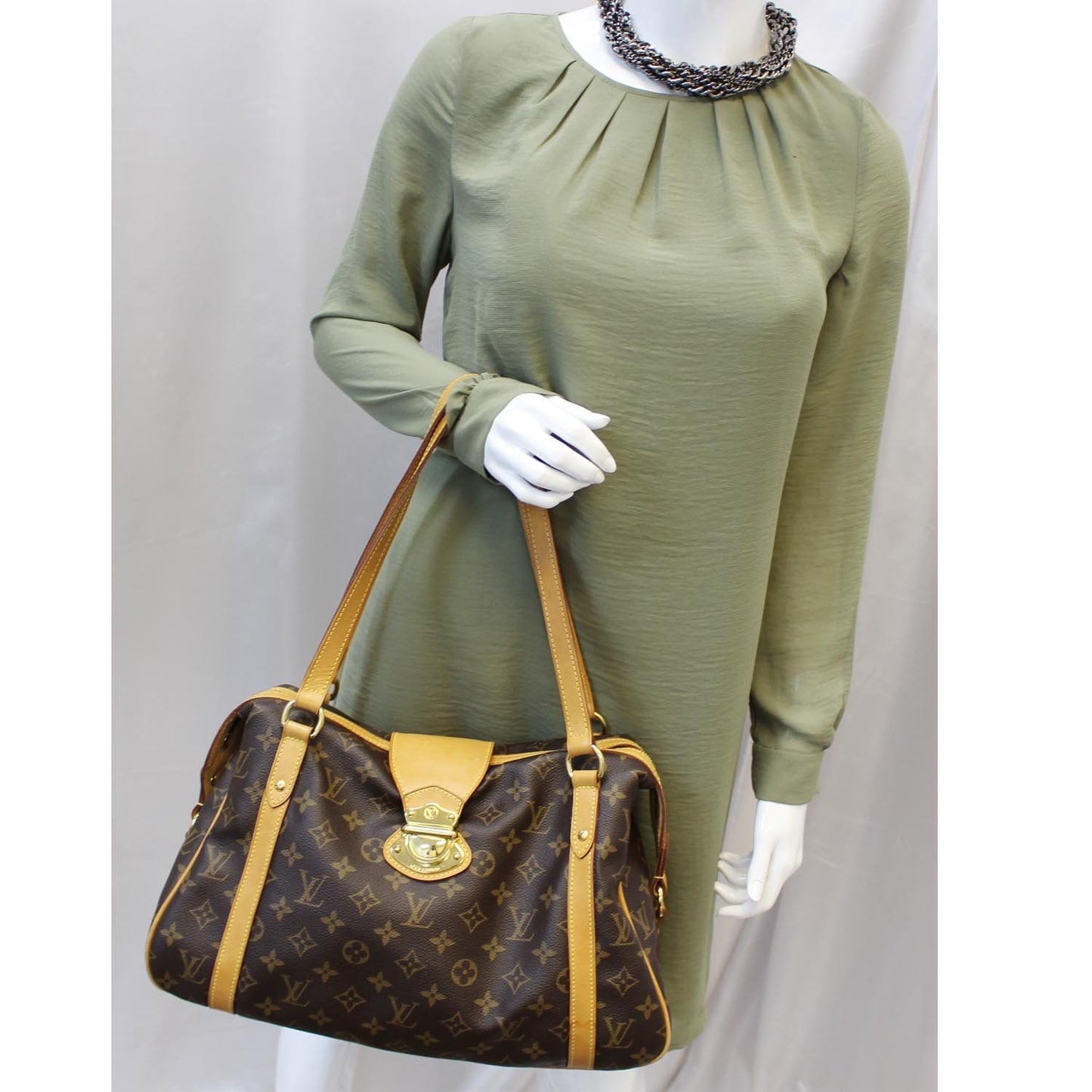 LOUIS VUITTON Stresa PM Monogram Canvas Shoulder Bag Brown