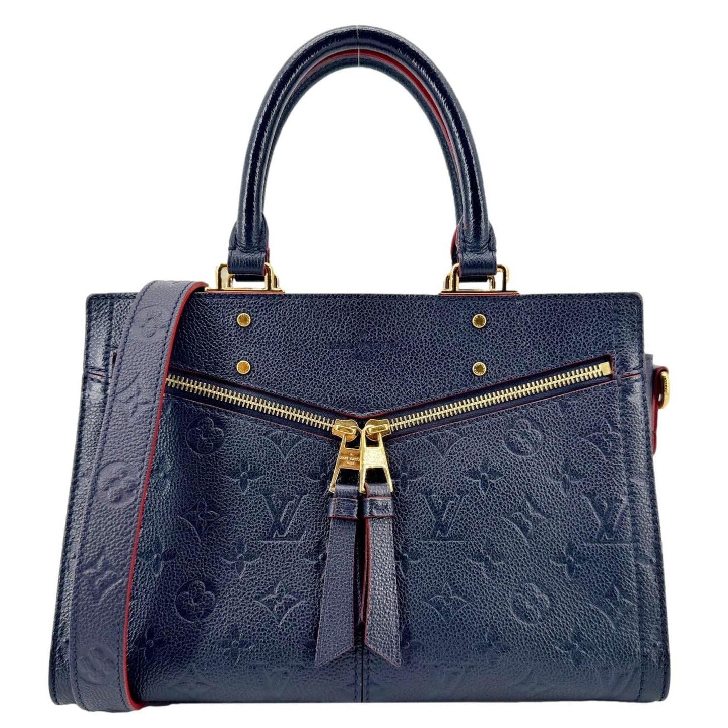 LOUIS VUITTON Sully PM Monogram Empreinte Leather Shoulder Bag Marine Rouge