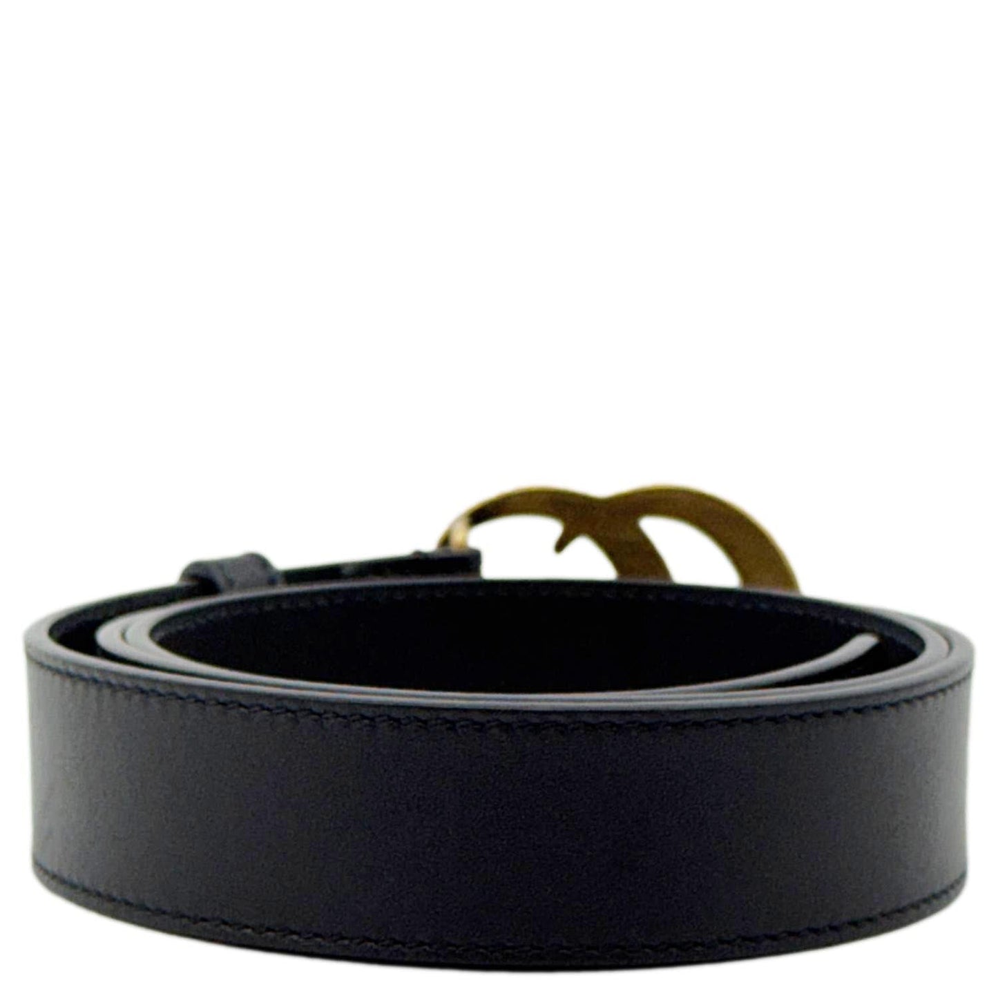 GUCCI Double G buckle Marmont Leather Belt Black 414316 Size 80.32