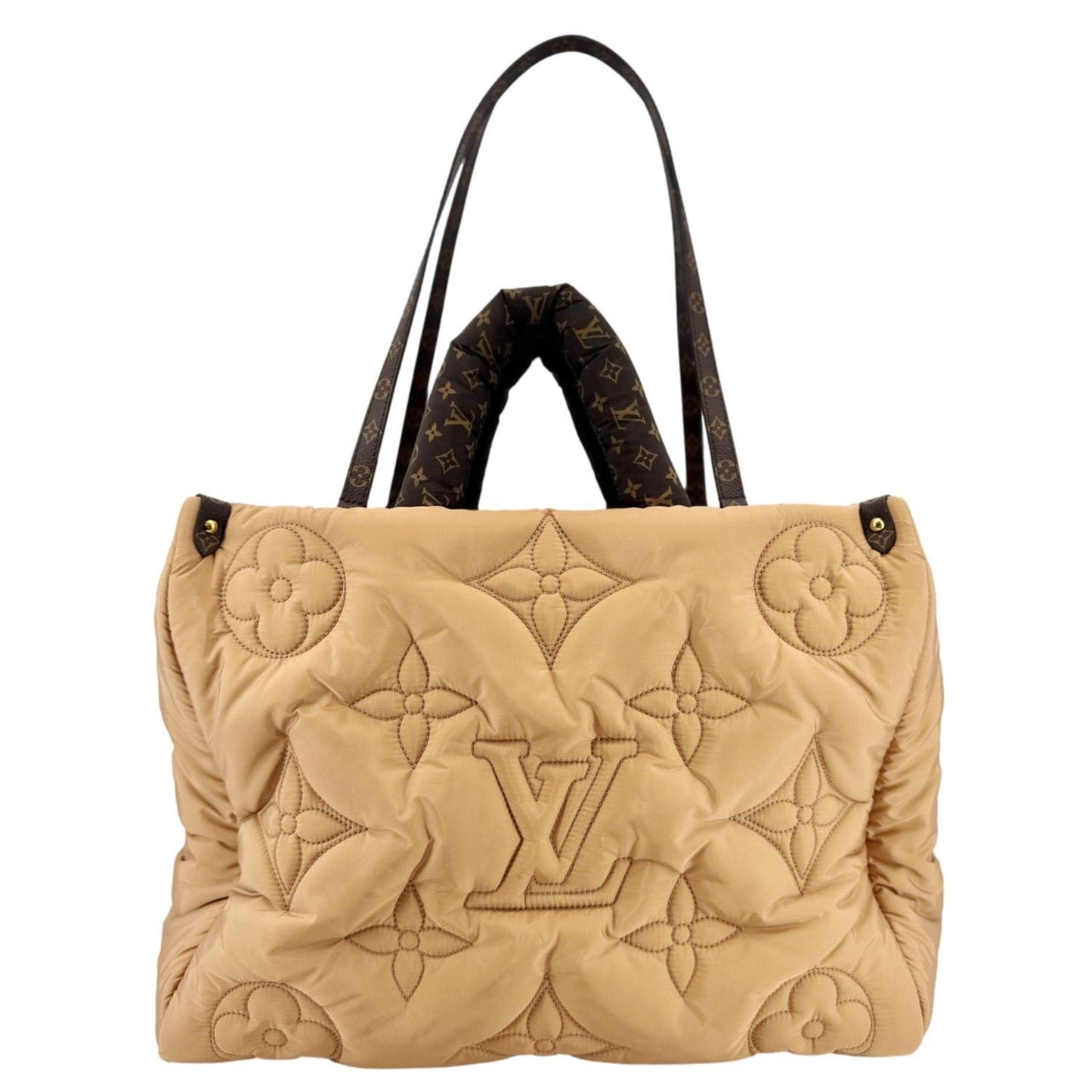LOUIS VUITTON Onthego GM Giant Monogram Econyl Pillow Shoulder Bag Camel