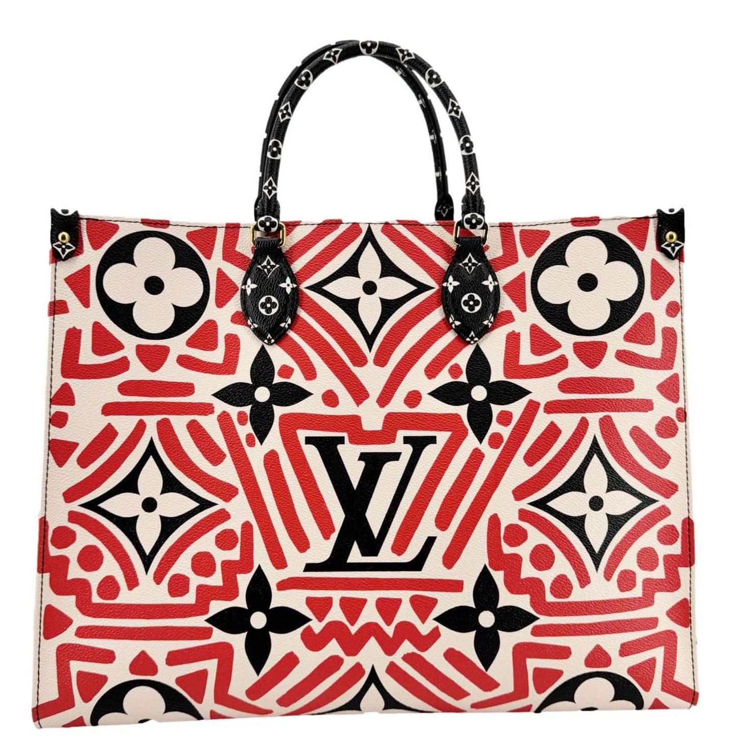 LOUIS VUITTON Onthego GM Crafty Monogram Giant Canvas Shoulder Bag Red