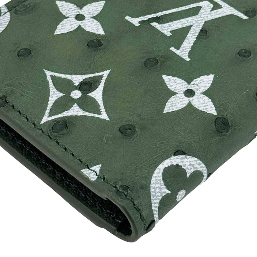 LOUIS VUITTON Monogram Ostrich Leather Wallet Pocket Organizer Green