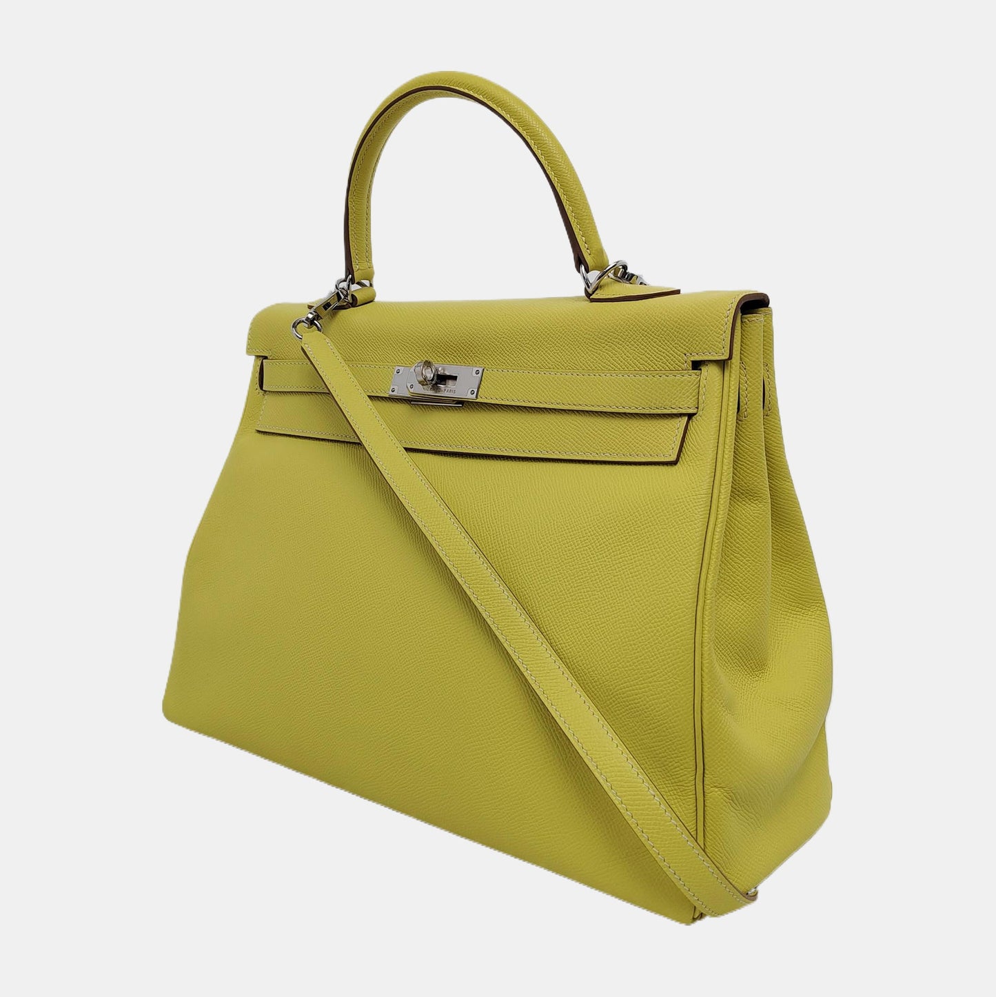 Hermes Kelly 35 Retourne Epsom Leather Yellow R9 Jaune Bourgeon Palladium Hardware 2010