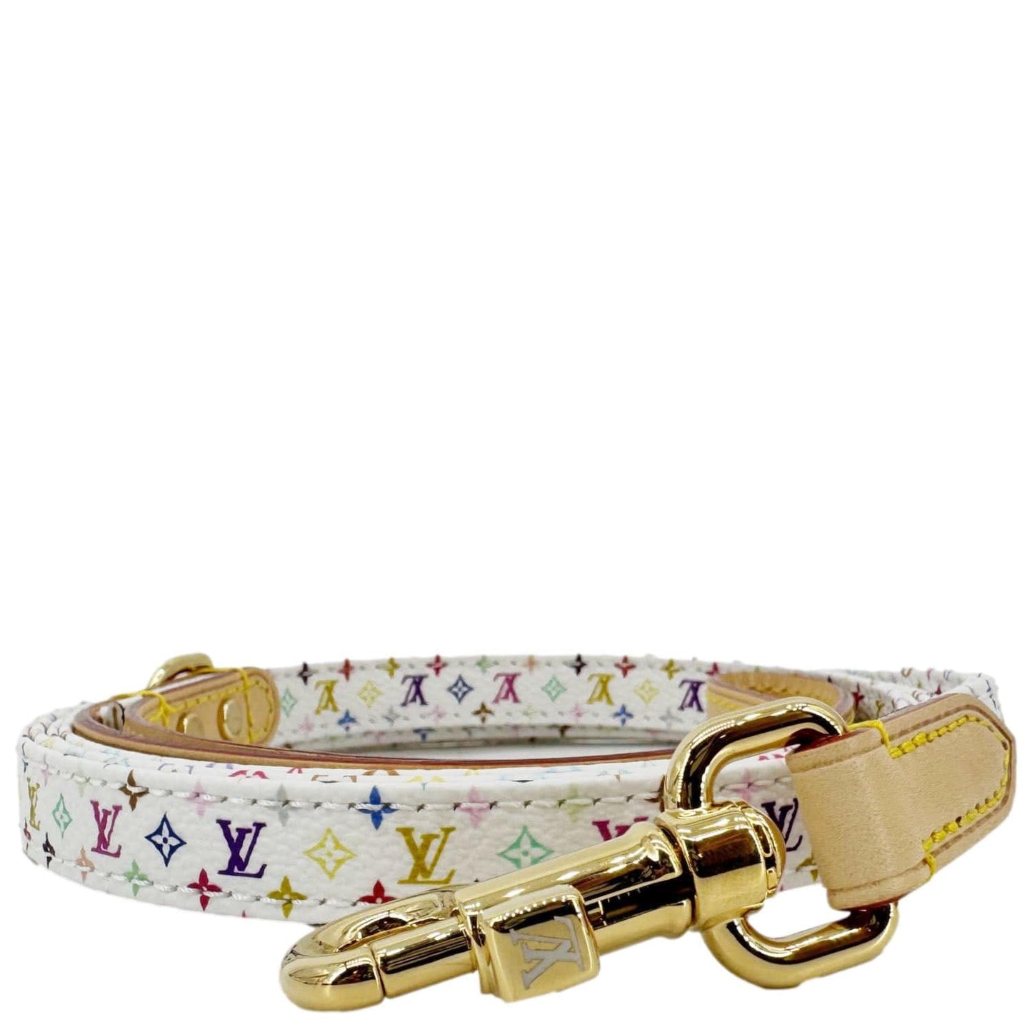 LOUIS VUITTON x TM MM Monogram Multicolor Canvas Dog Leash White
