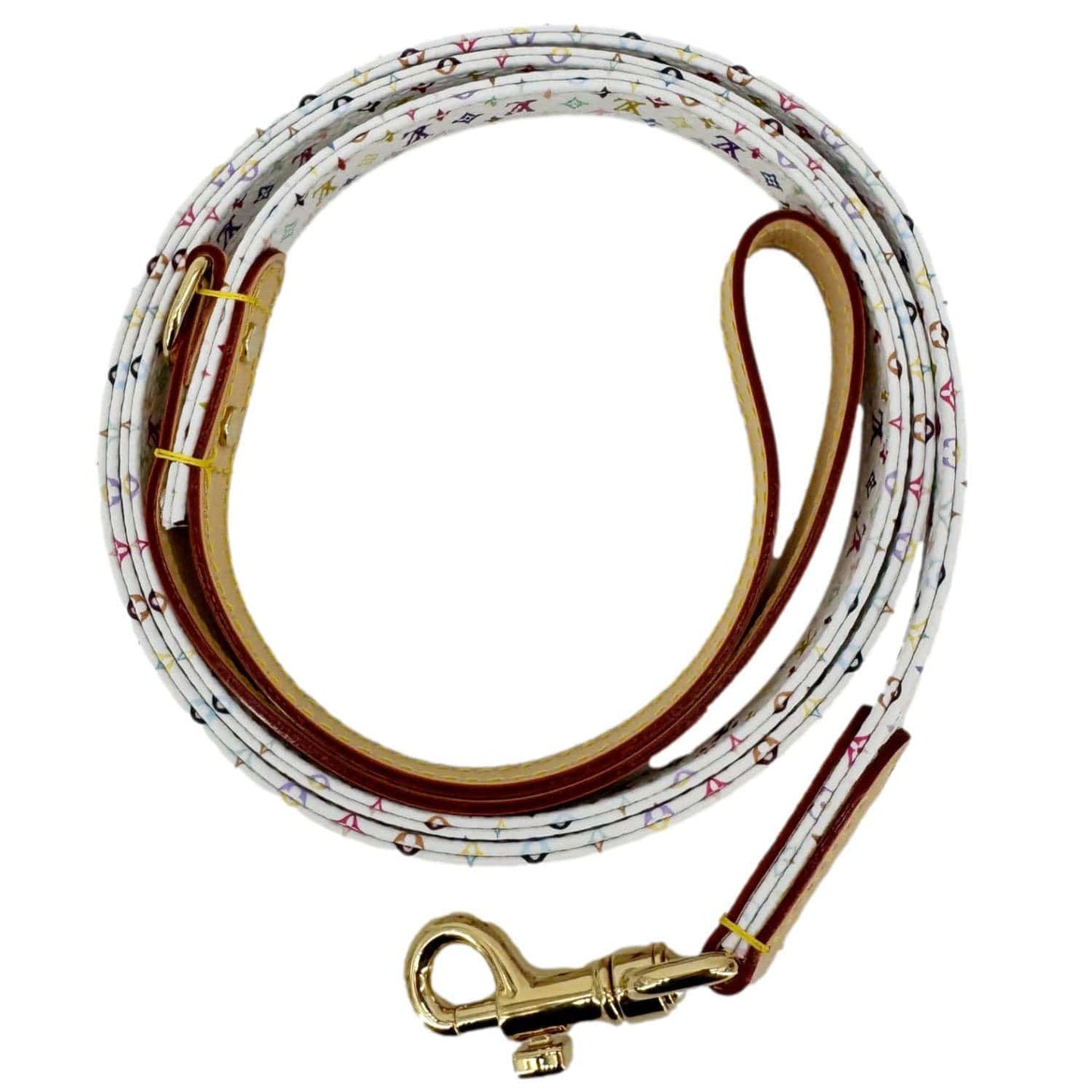 LOUIS VUITTON x TM MM Monogram Multicolor Canvas Dog Leash White