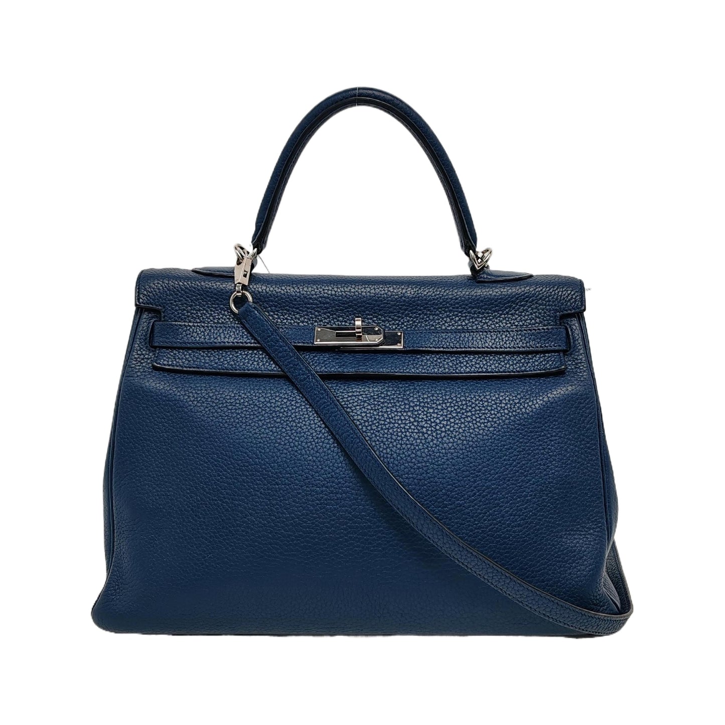 Hermes Kelly 35 Retourne Navy 7P Blue de Prusse Clemence Leather Palladium Hardware 2010