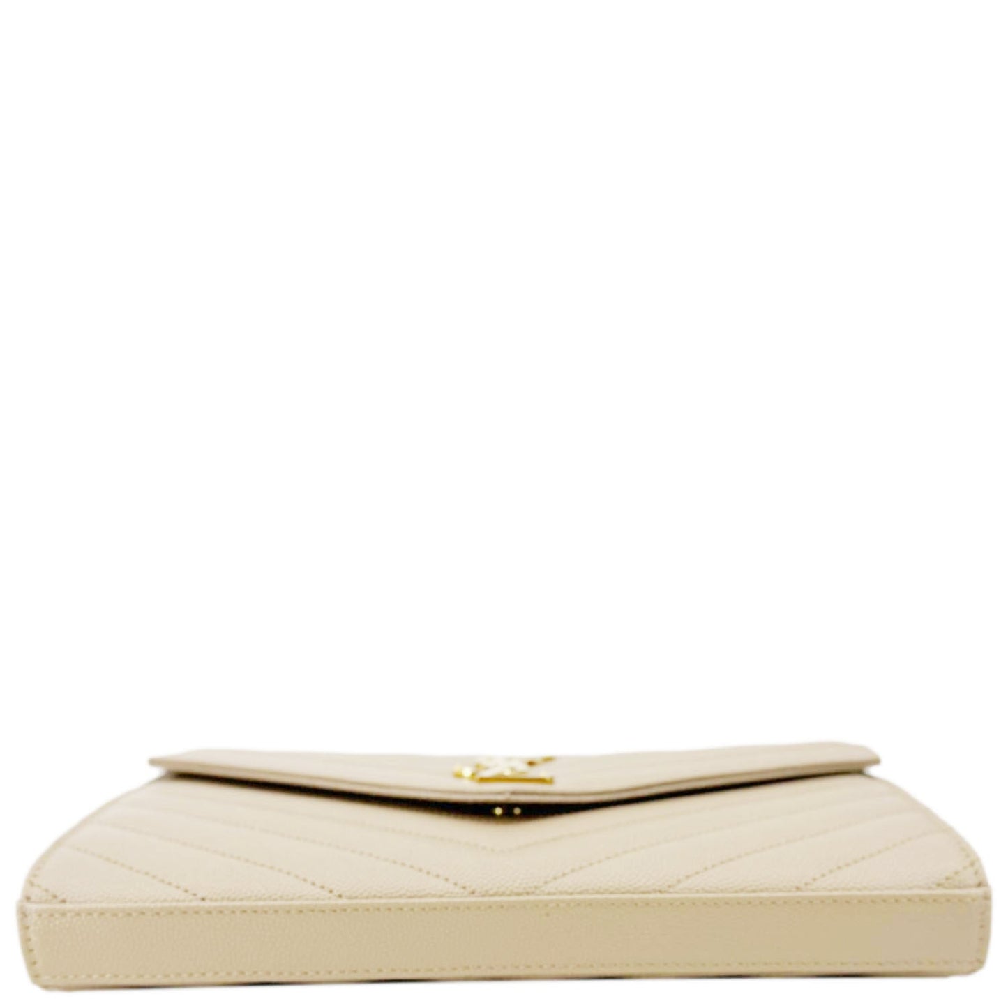 YVES SAINT LAURENT Cassandre Leather Wallet On Chain Crossbody Bag Nude Powder