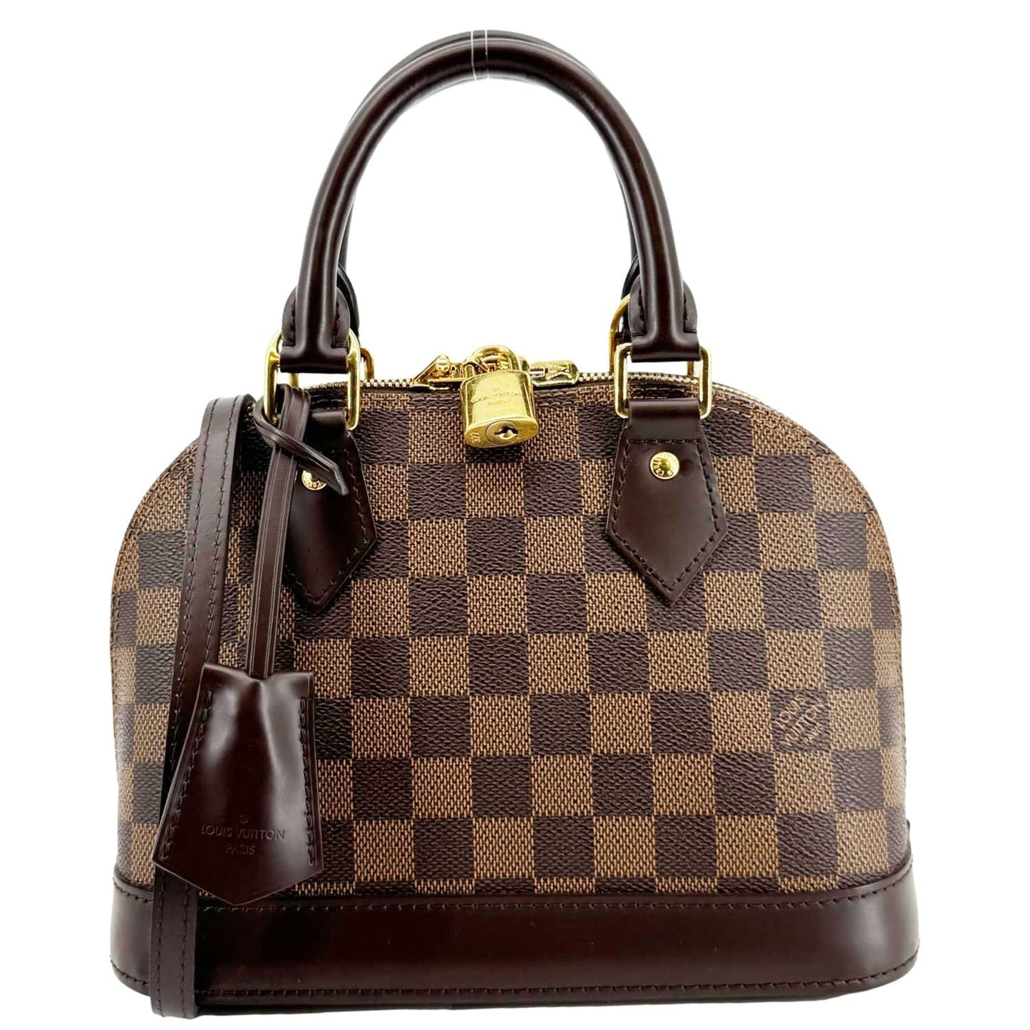 LOUIS VUITTON Alma BB Damier Ebene Satchel Shoulder Bag Brown