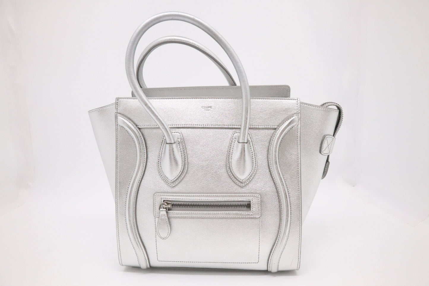 Celine Micro Luggage in Silver Leather