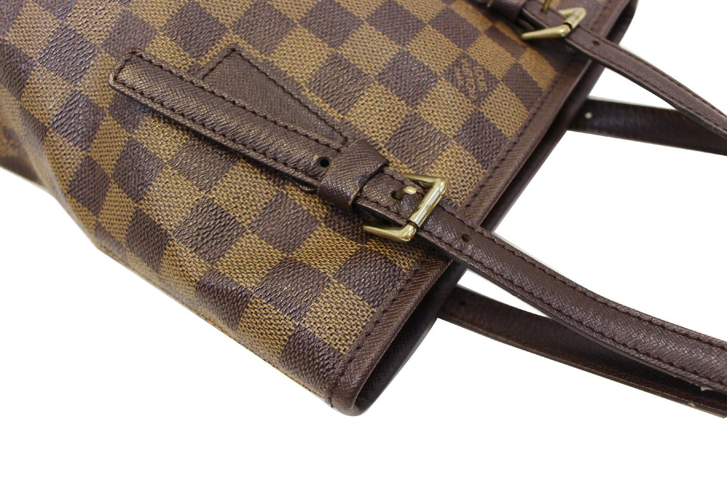 LOUIS VUITTON Damier Ebene Brown Marais Bucket Shoulder Bag