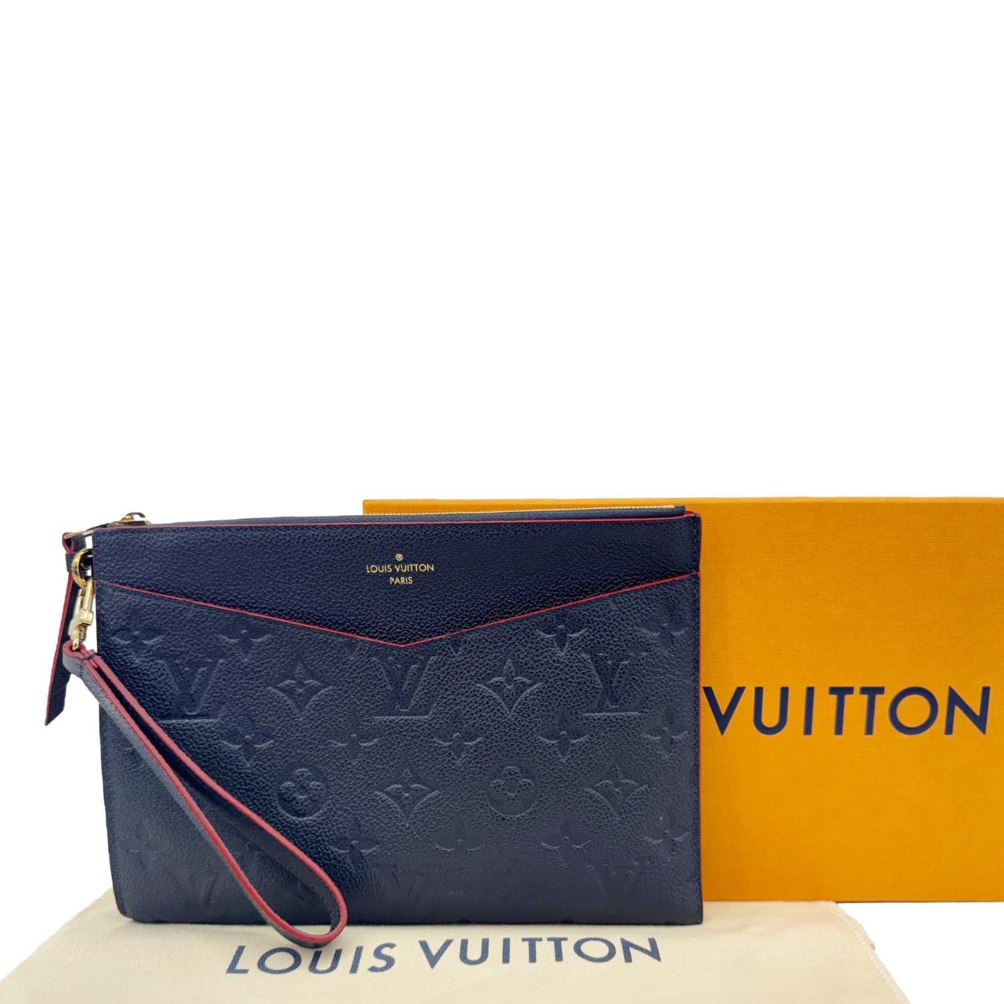 LOUIS VUITTON Melanie MM Monogram Empreinte Pochette Marine Rouge