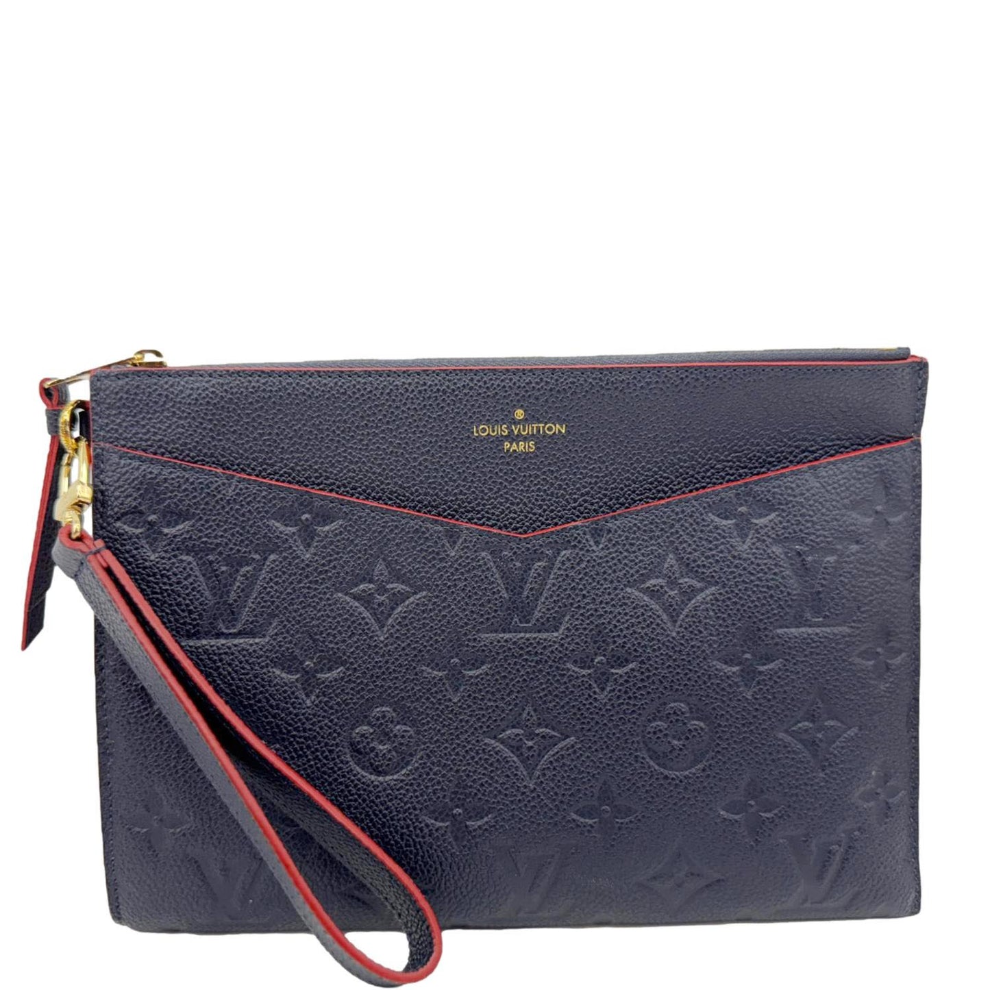 LOUIS VUITTON Melanie MM Monogram Empreinte Pochette Marine Rouge