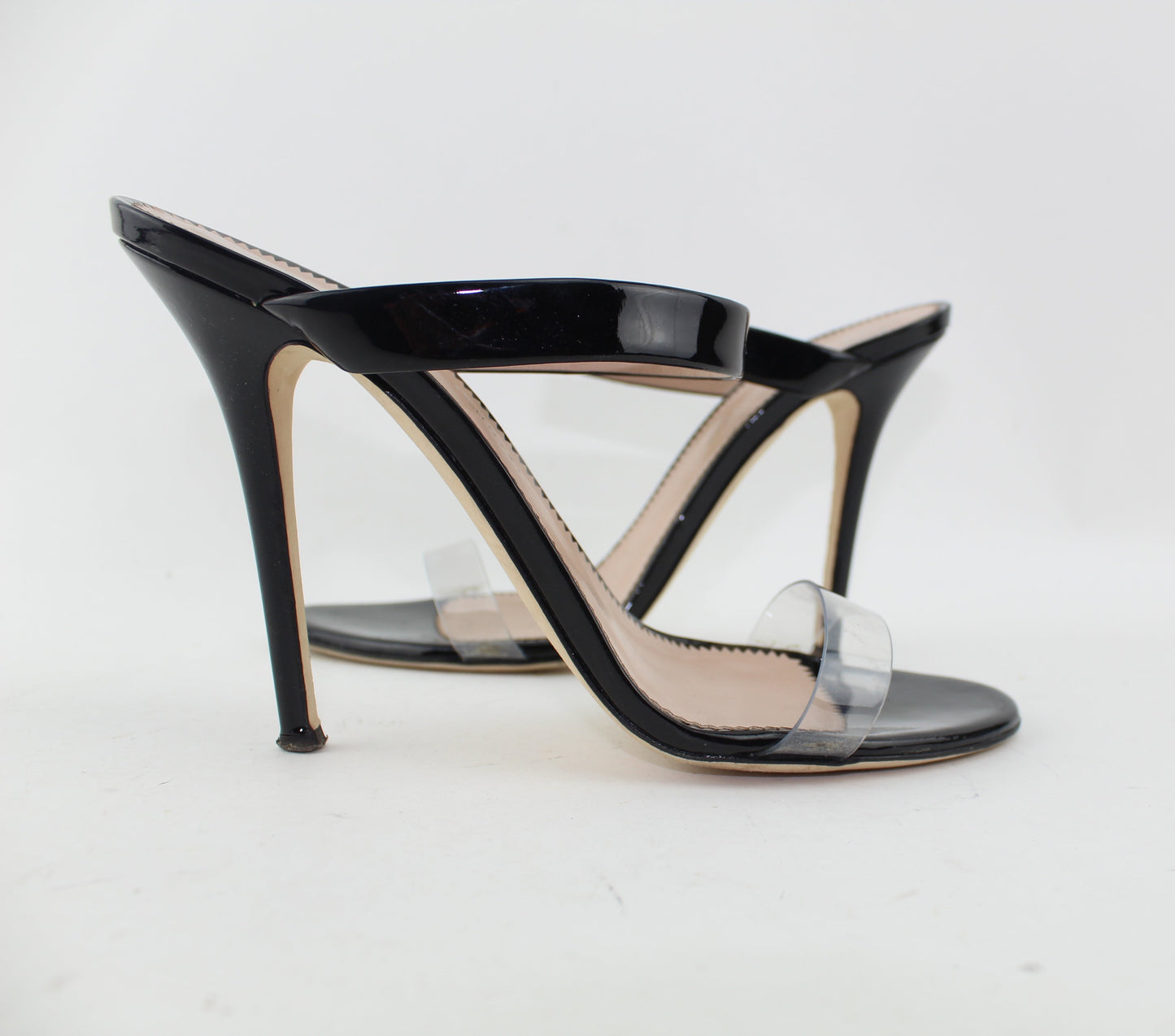 GIUSEPPE ZANOTTI ALI PATENT-LEATHER AND PERSPEX SANDALS SIZE 38.5