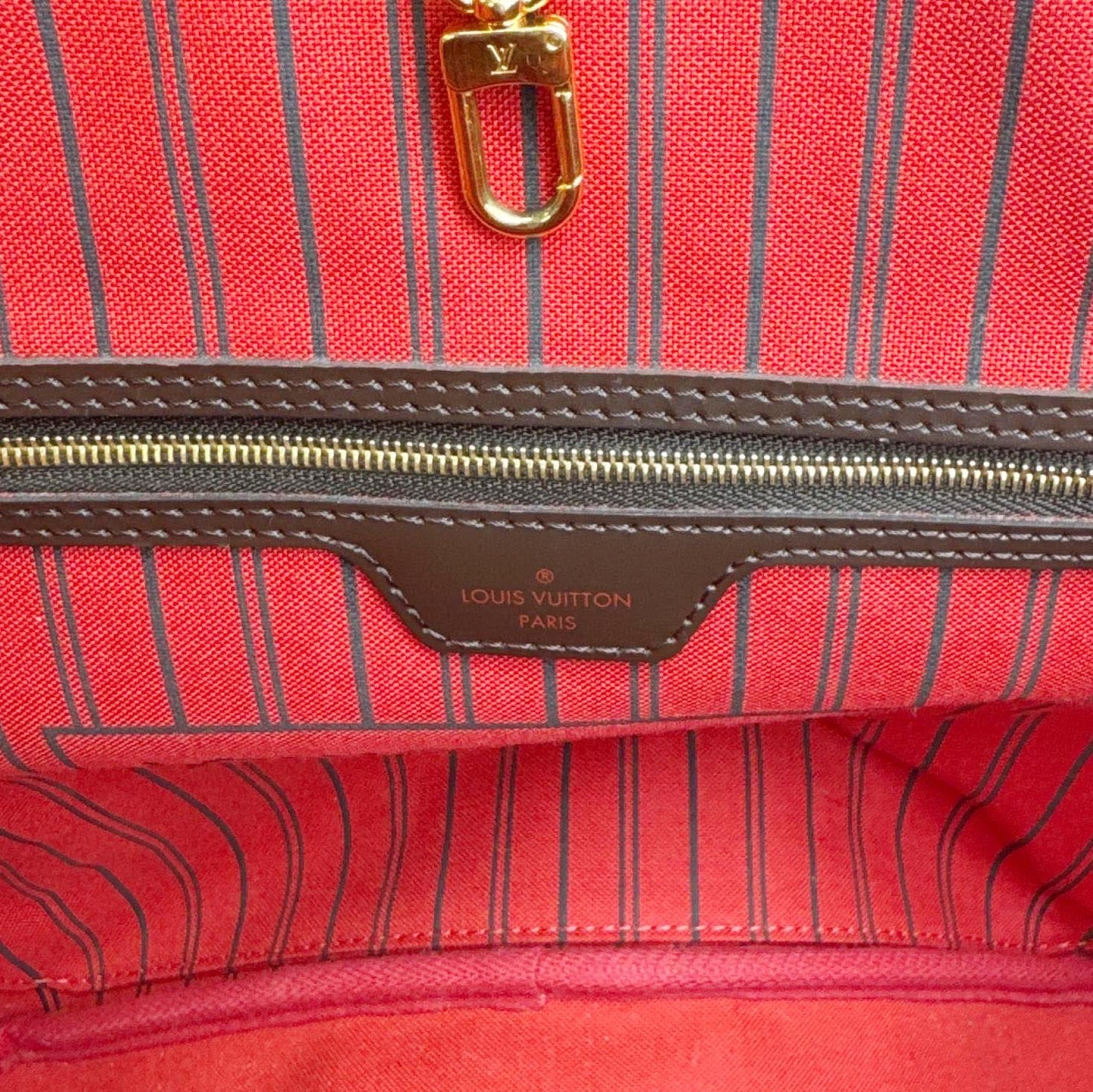 LOUIS VUITTON Neverfull MM Damier Ebene Shoulder Bag Brown