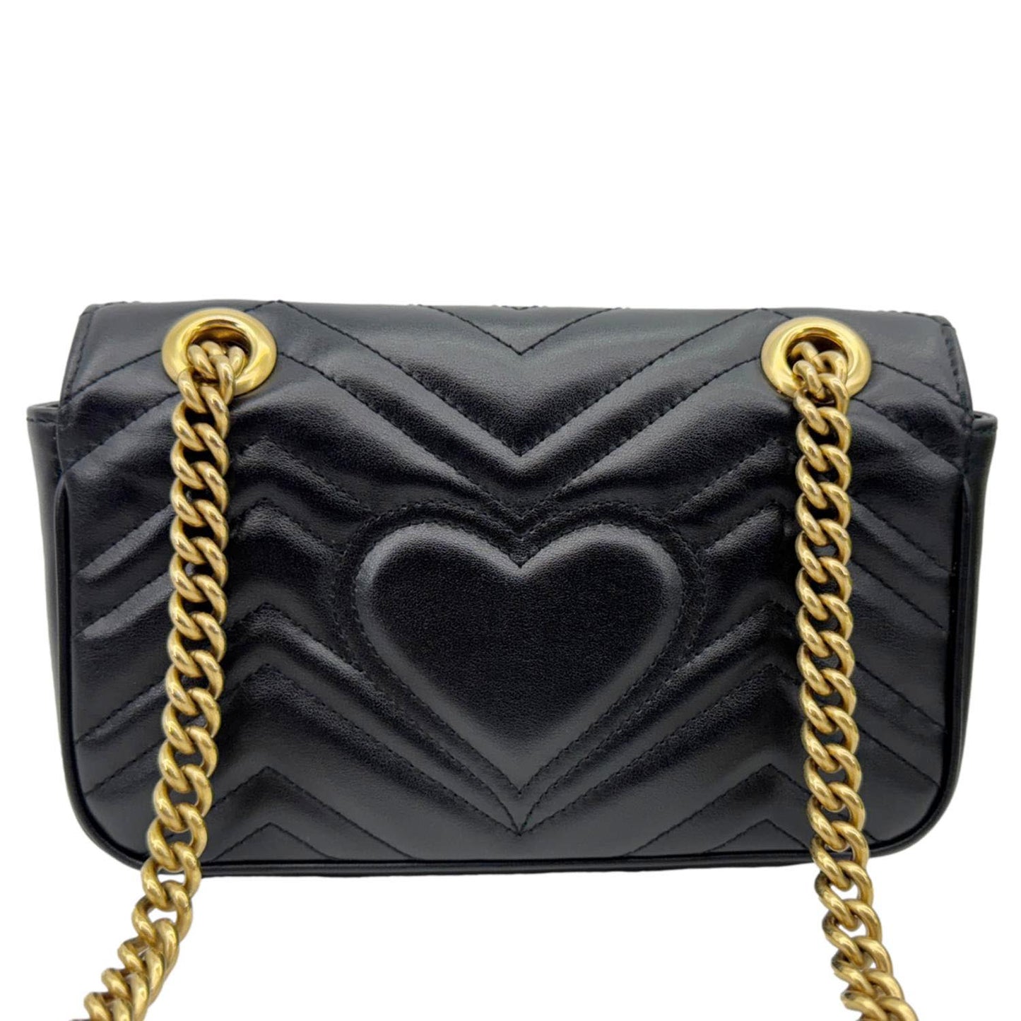 GUCCI Marmont Matelasse Mini Leather Crossbody Bag Black 446744