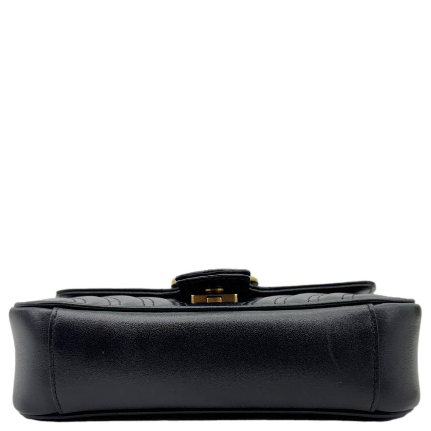 GUCCI Marmont Matelasse Mini Leather Crossbody Bag Black 446744