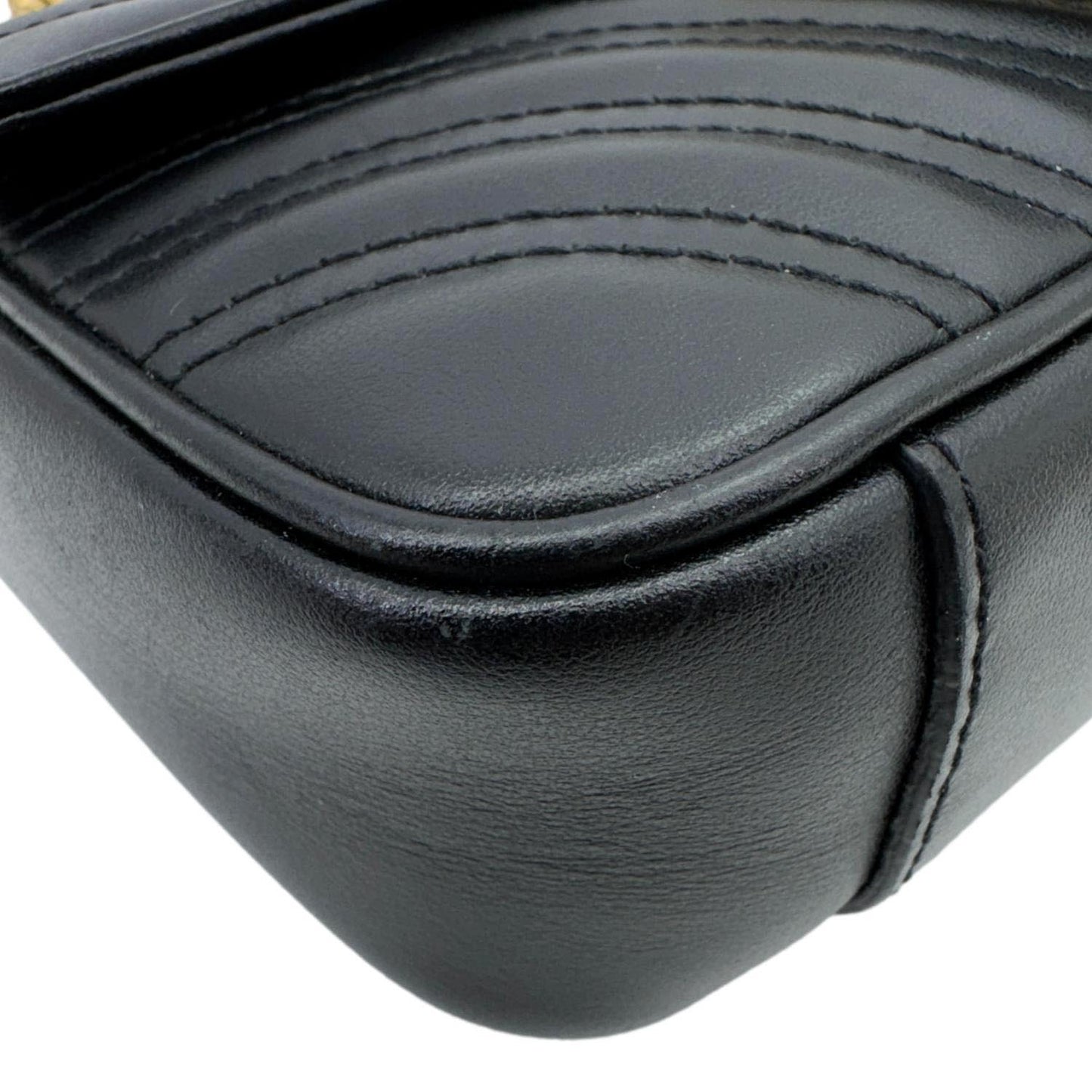 GUCCI Marmont Matelasse Mini Leather Crossbody Bag Black 446744