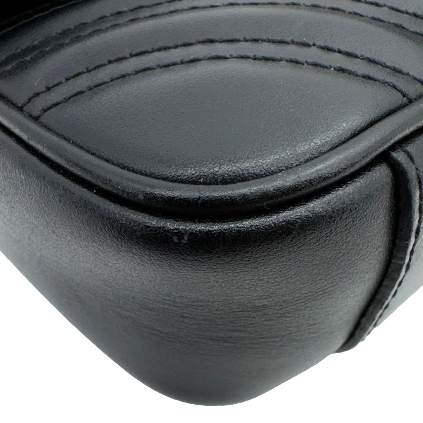 GUCCI Marmont Matelasse Mini Leather Crossbody Bag Black 446744