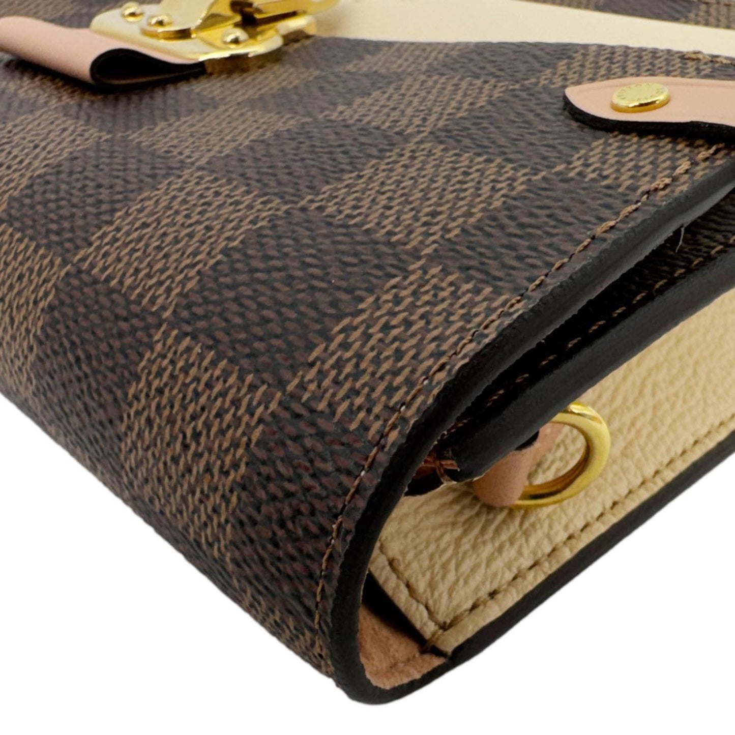 LOUIS VUITTON Vavin Chain Wallet Damier Ebene Crossbody Bag Creme Beige