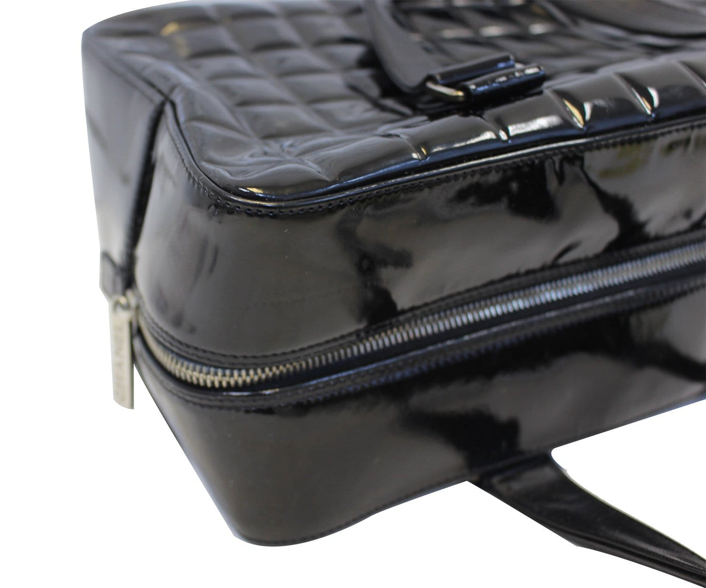 CHANEL Choco Bar Black Patent Leather Travel Bag