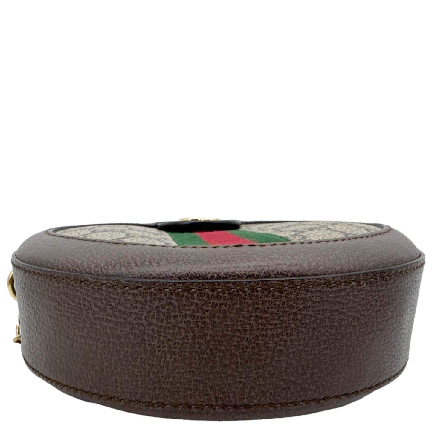 GUCCI Ophidia Mini GG Round Supreme Monogram Web Crossbody Bag Beige 550618