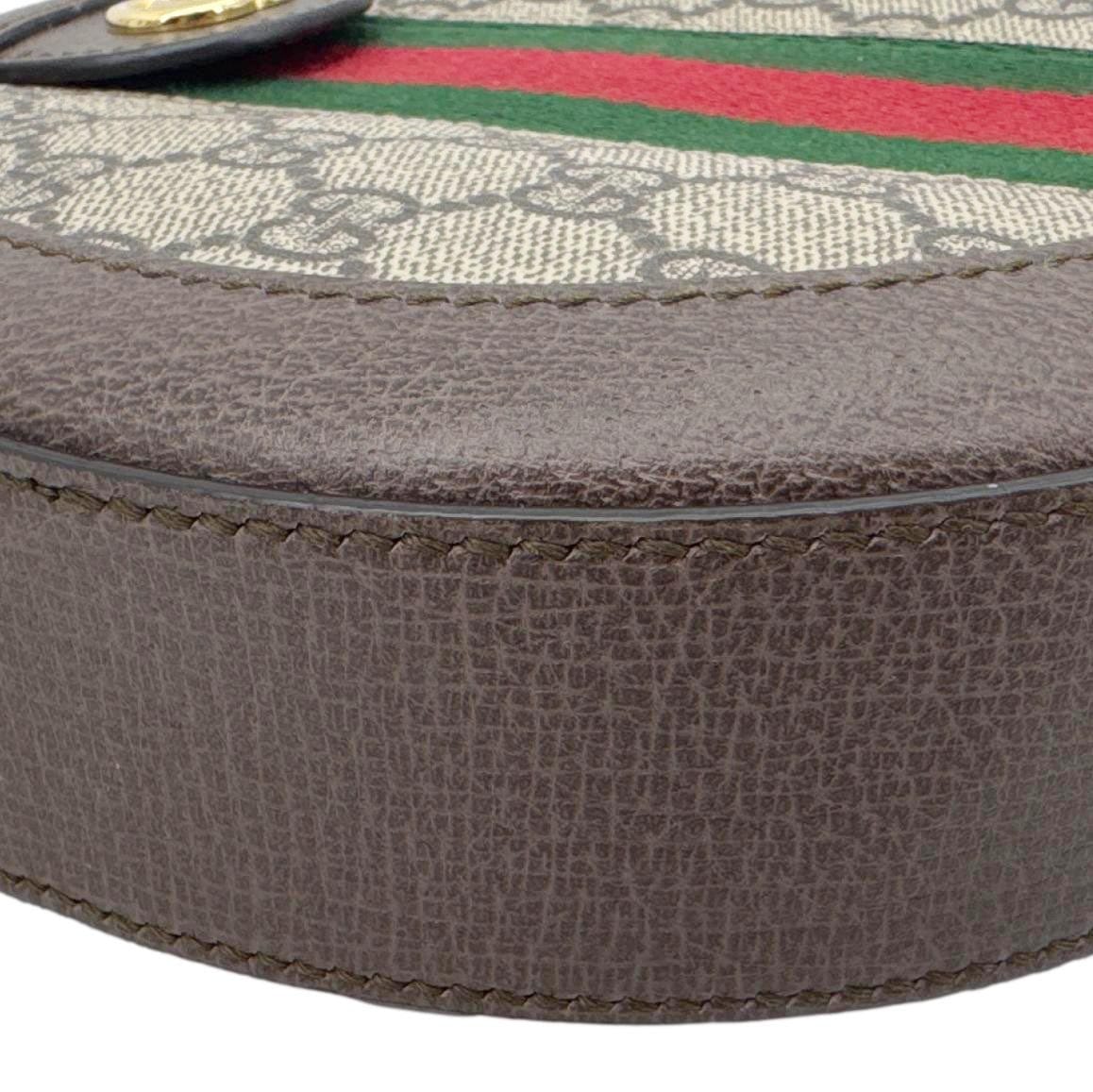 GUCCI Ophidia Mini GG Round Supreme Monogram Web Crossbody Bag Beige 550618