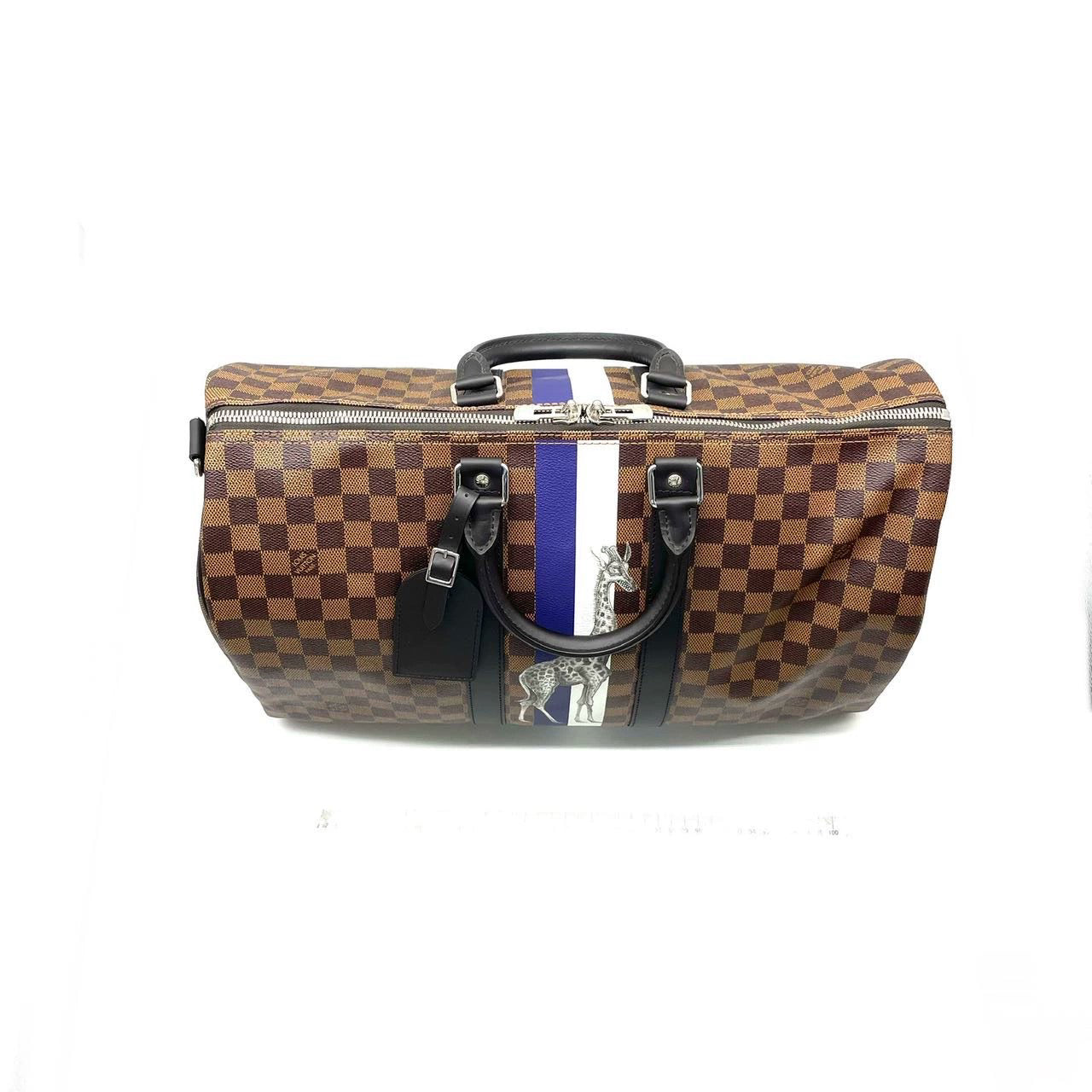Louis Vuitton SS17 Savannah Keepall 45 Bandouliere Giraffe on Brown Damier Canvas